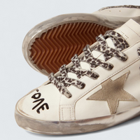 Super-Star 'White Leather with Ice-Gray Suede Star and Mismatched Corduroy Heel Tabs'