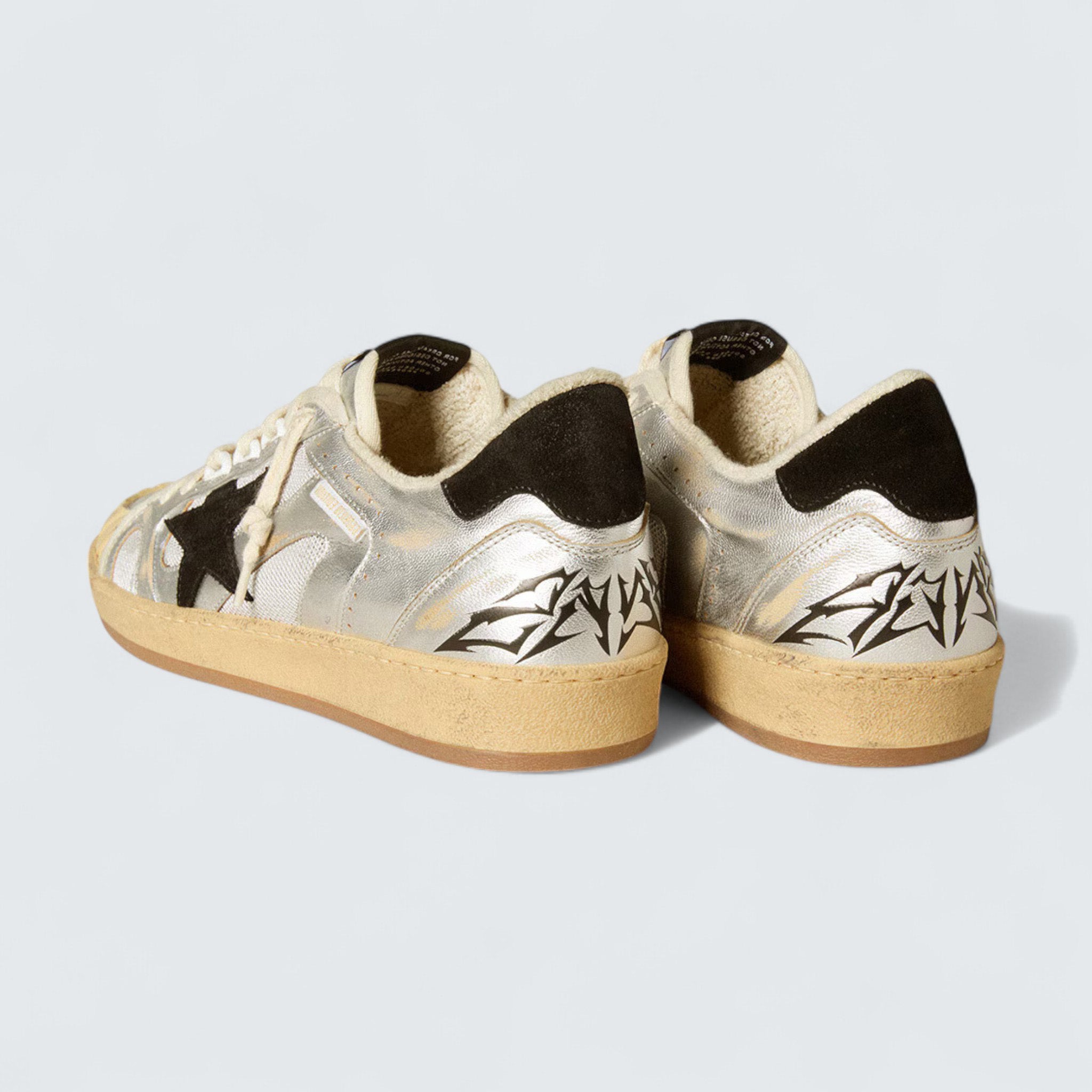 Ball Star LAB 'Silver Leather with Black Suede Star and Heel Tab'