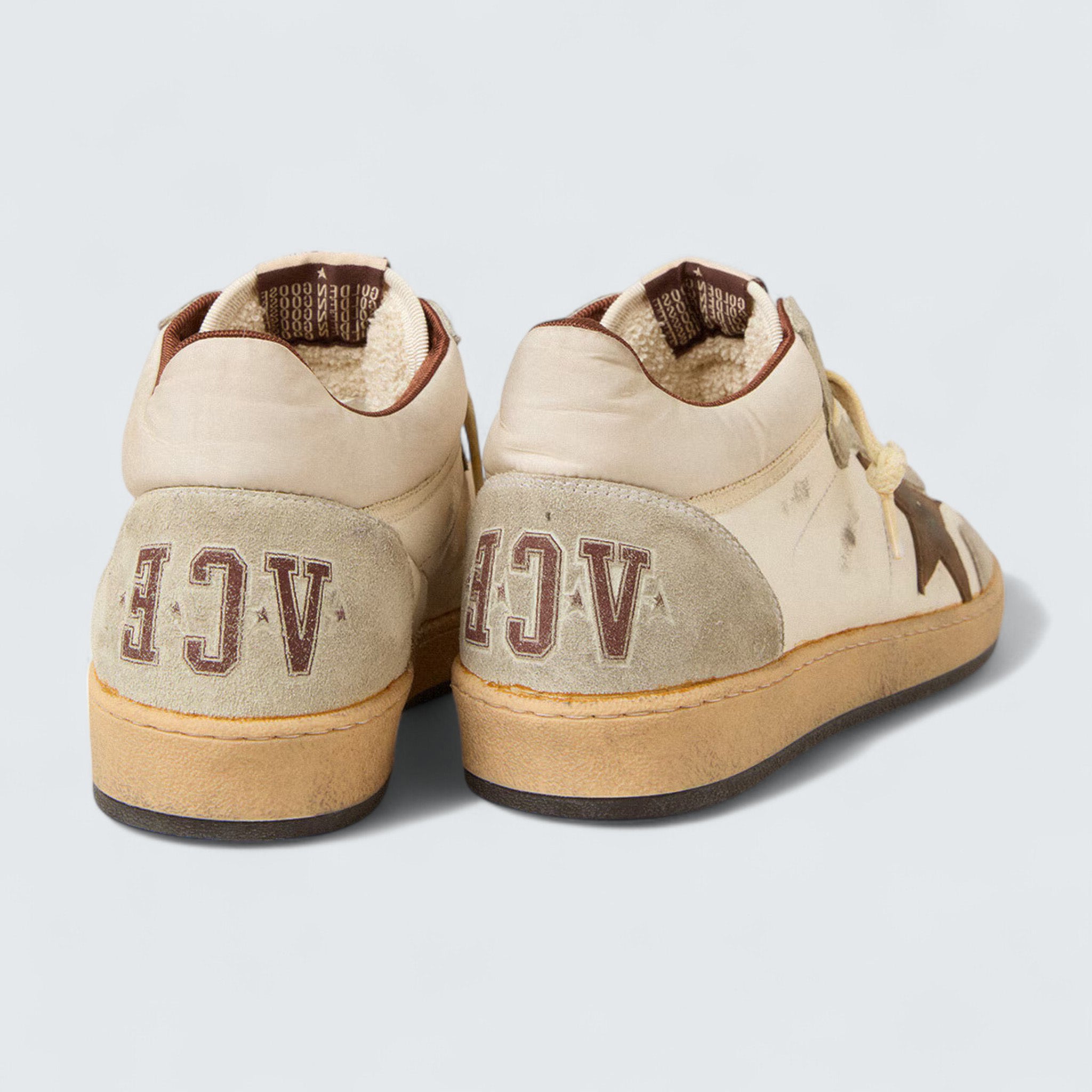 Ball Star LTD 'White Nappa and Nylon with Brown Suede Star and Ice-Gray Suede Inserts'