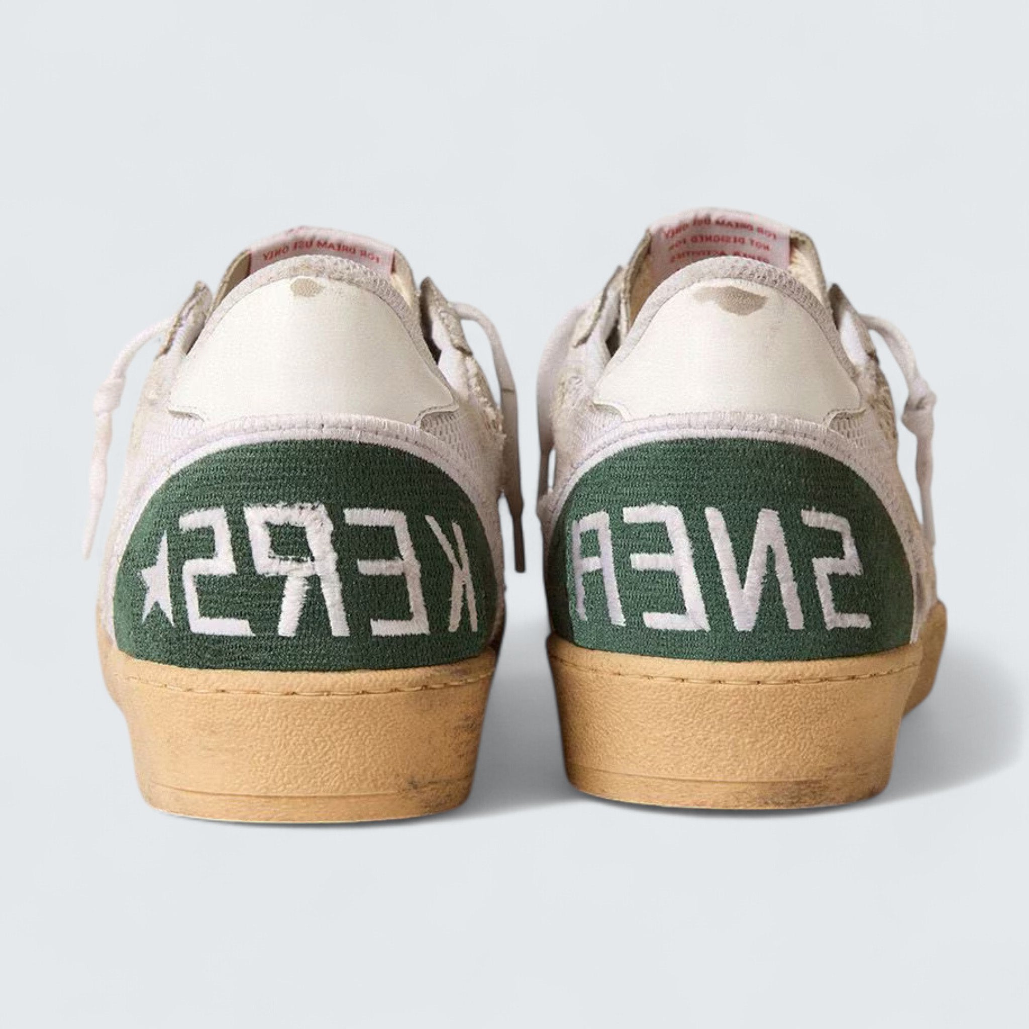 Ball Star LTD 'White Crackle Leather and Mesh with Dove-Gray Suede Star'