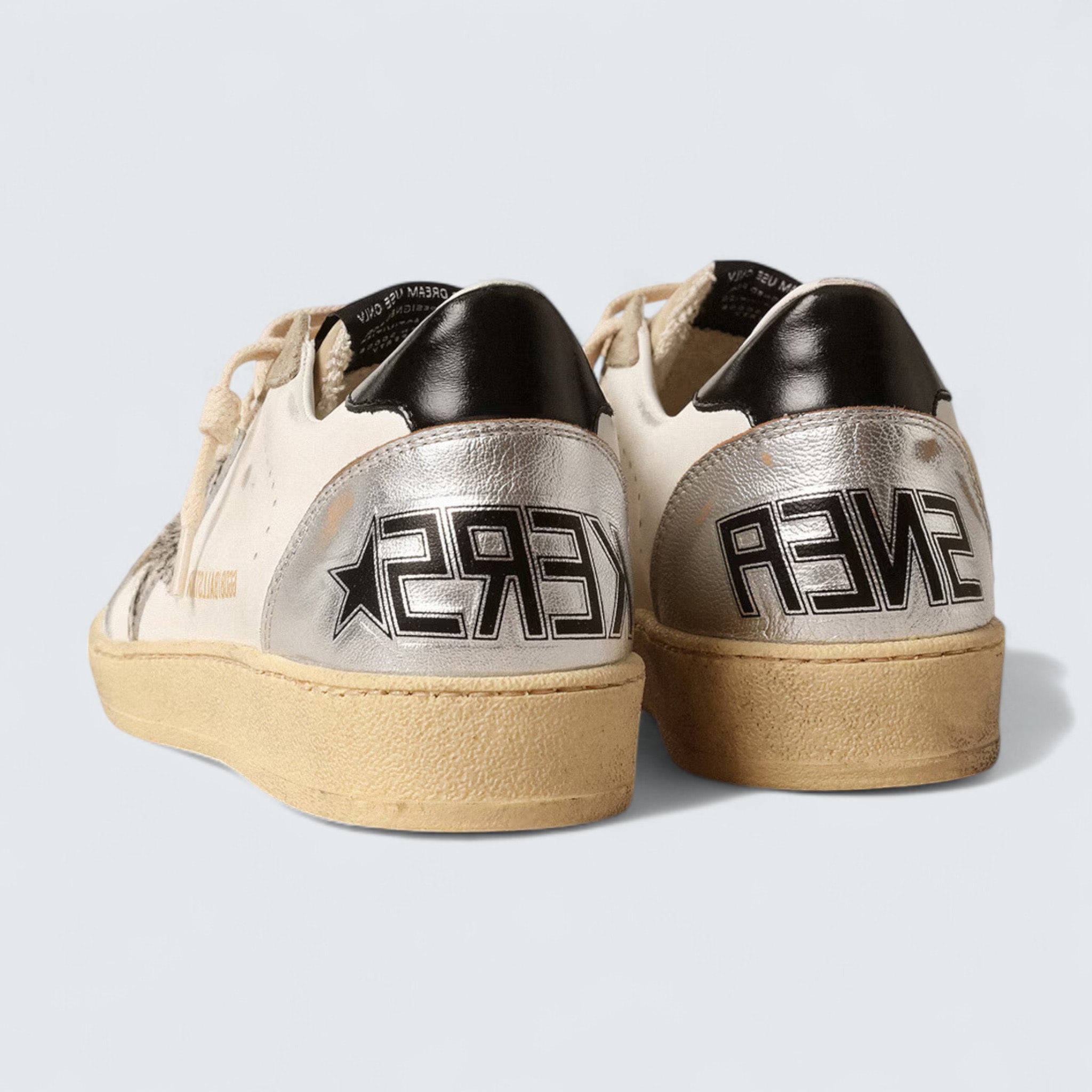 Ball Star LTD 'White Leather with Zebra-Print Pony Skin Star and Metallic Leather Insert'