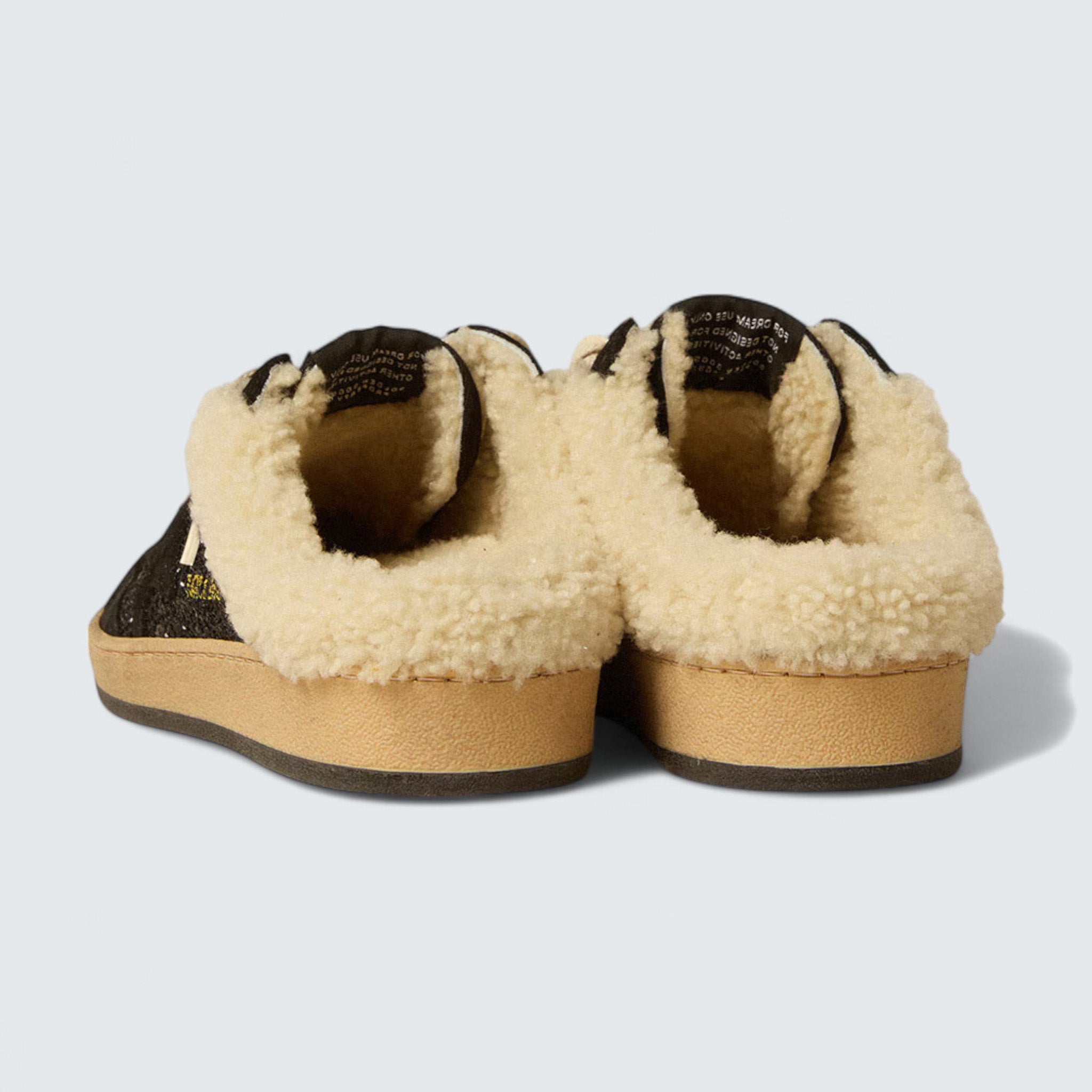 Ball Star Sabots 'Black Glitter with Black Star and Shearling Lining'