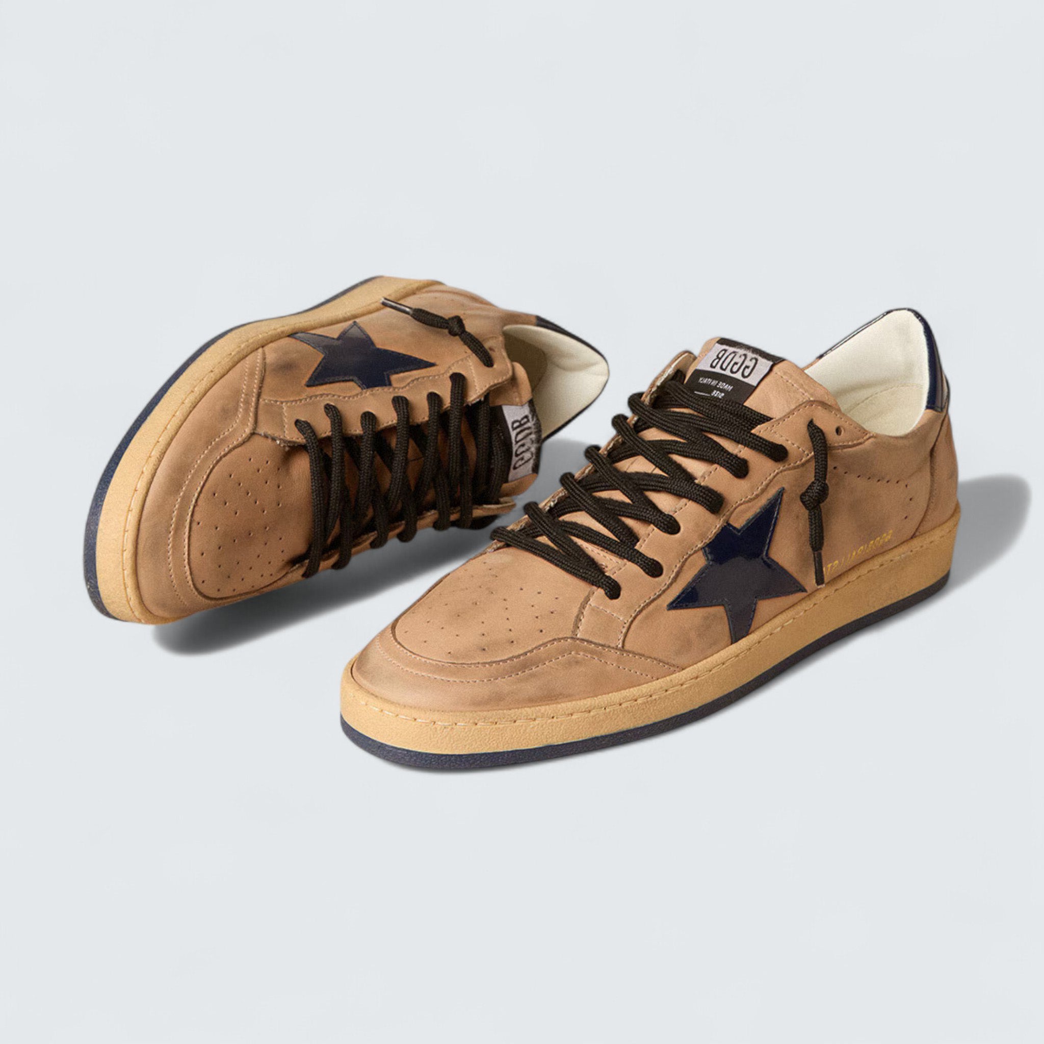 Ball Star 'Beige Leather with Blue Patent Leather Star and Heel Tab'