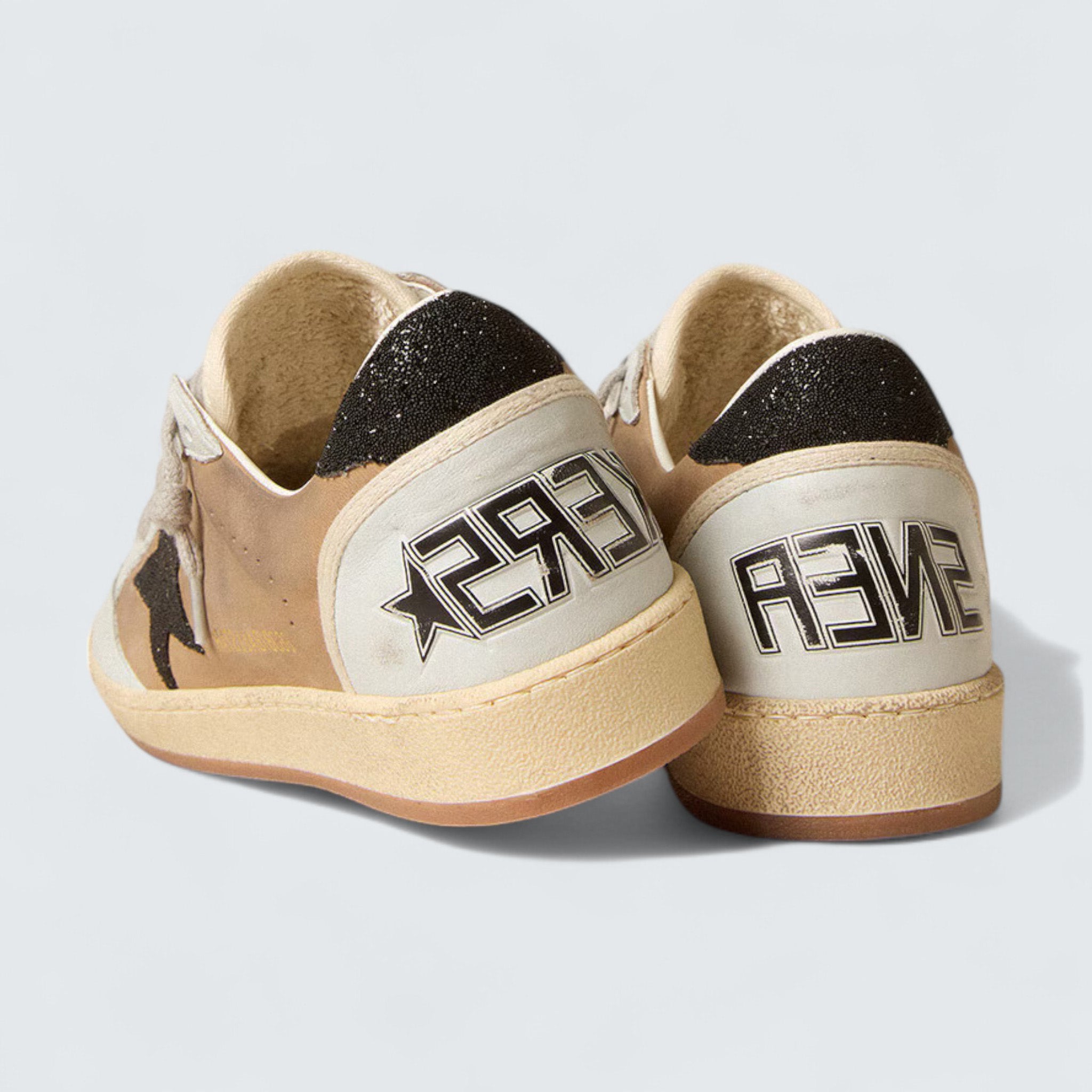 Ball Star 'Beige Nubuck and Nappa with Black Swarovski Crystal Star'