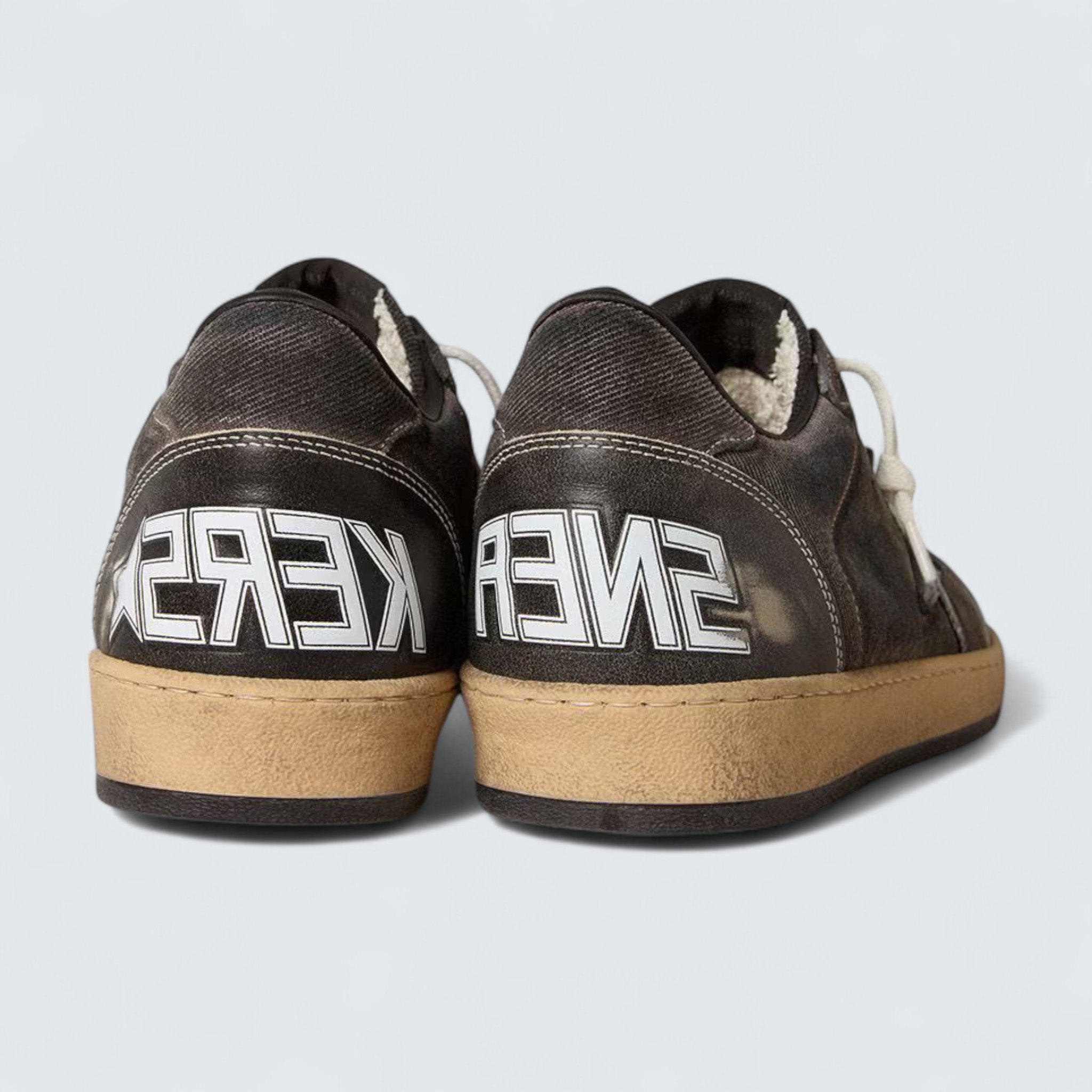 Ball Star 'Black Denim with Black Leather Star and Inserts'