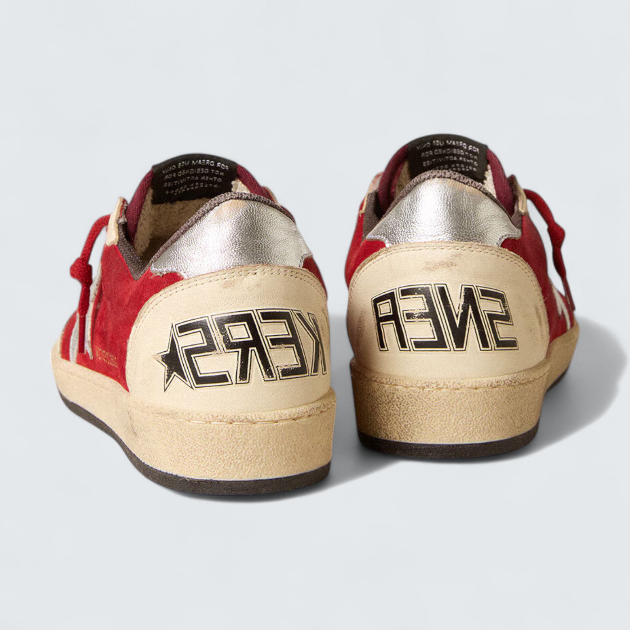 Ball Star 'Burgundy Suede with Silver Leather Star and Heel Tab'