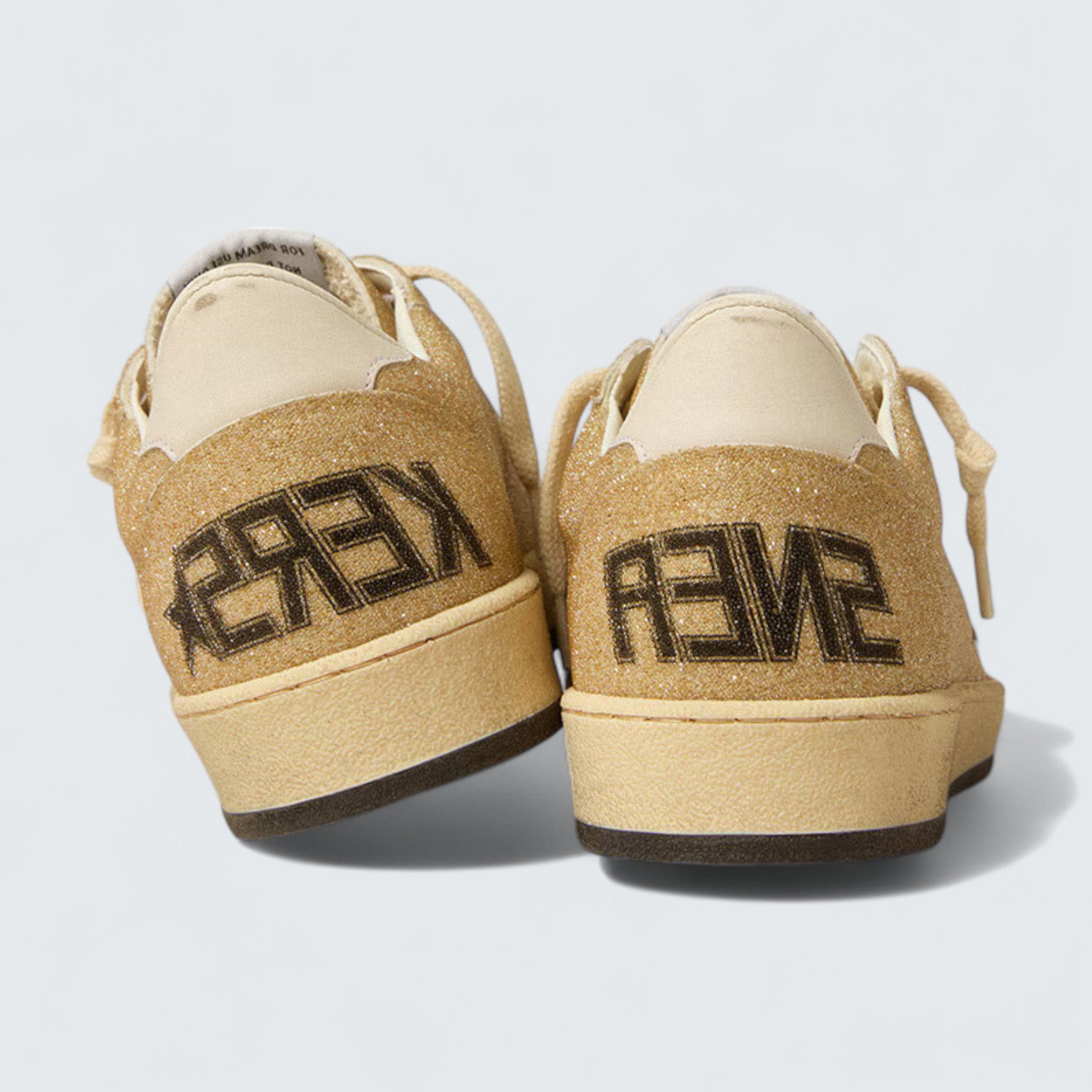 Ball Star 'Golden Swarovski Crystals with Milk-White Leather Star'