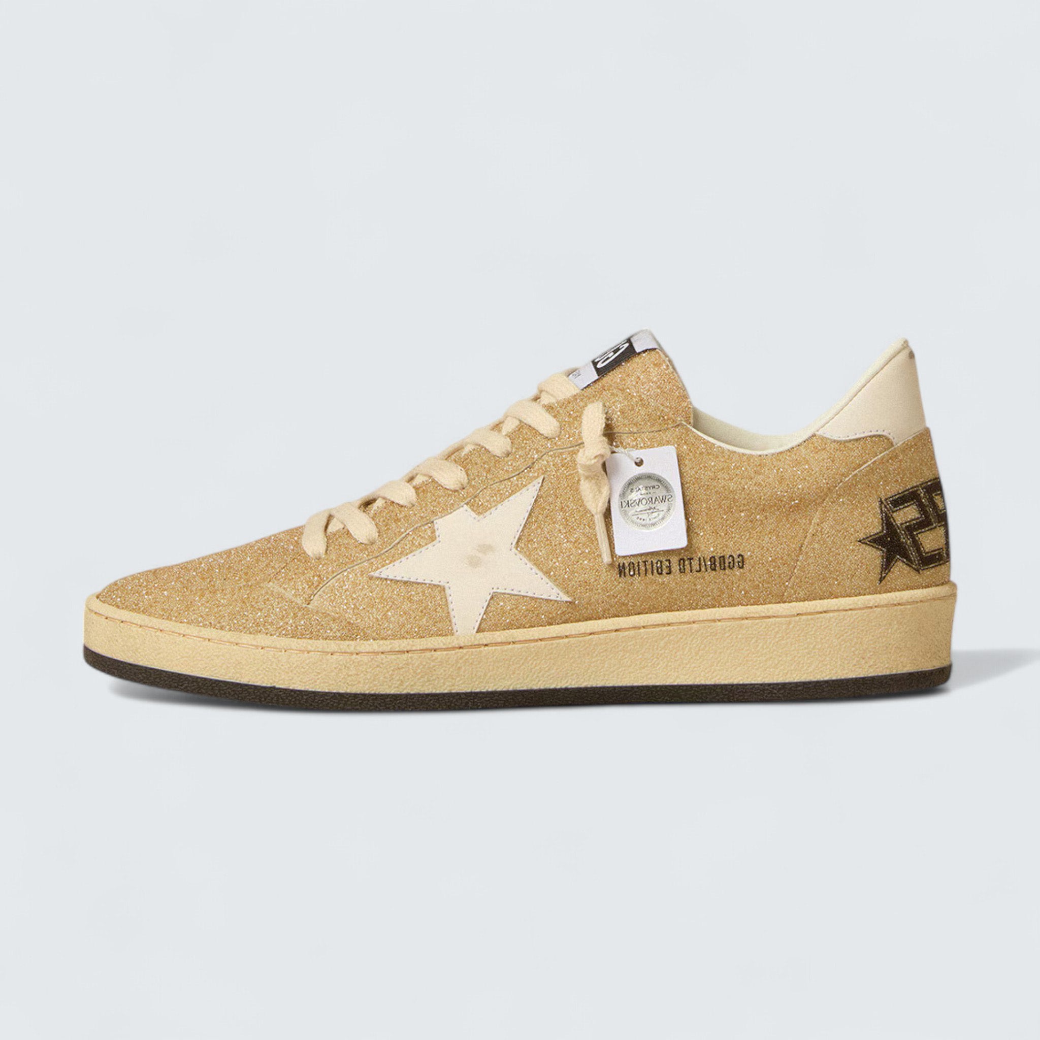 Ball Star 'Golden Swarovski Crystals with Milk-White Leather Star'