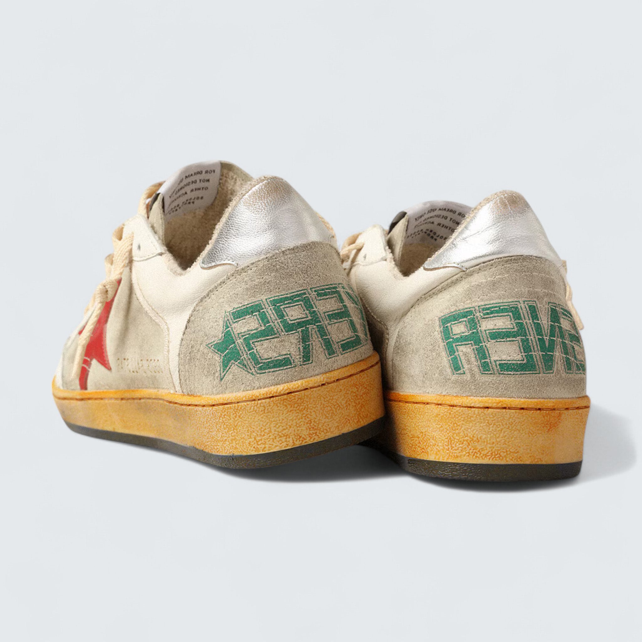 Ball Star 'Ice-Gray Suede with Red Leather Star and Silver Metallic Leather Heel Tab'