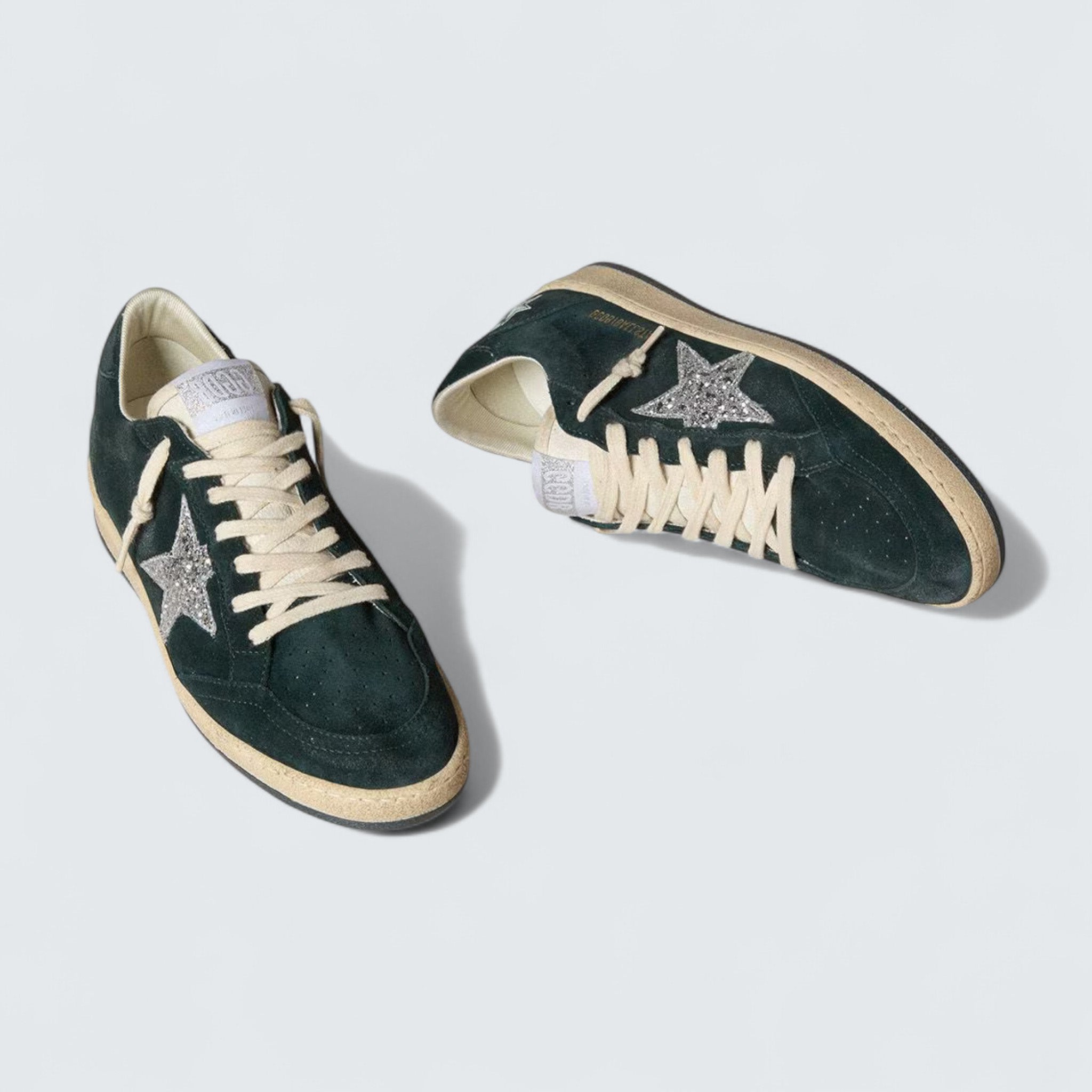 Ball Star 'Green Suede with Silver Glitter Star'