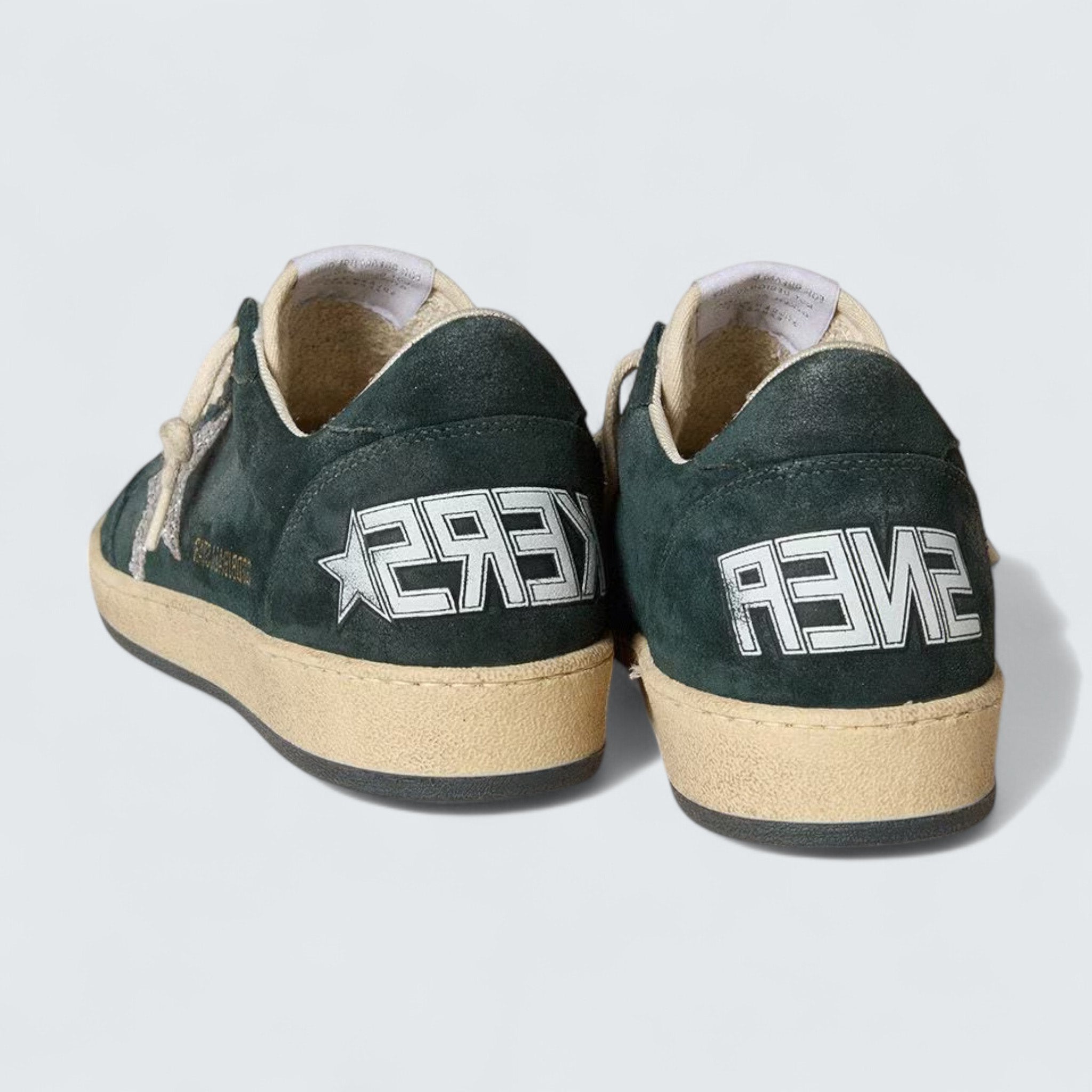 Ball Star 'Green Suede with Silver Glitter Star'