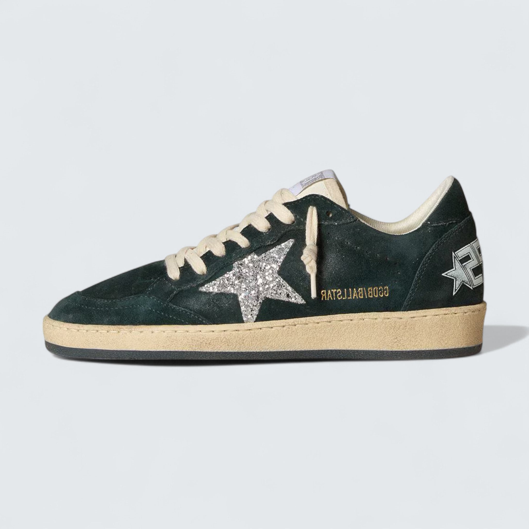 Ball Star 'Green Suede with Silver Glitter Star'
