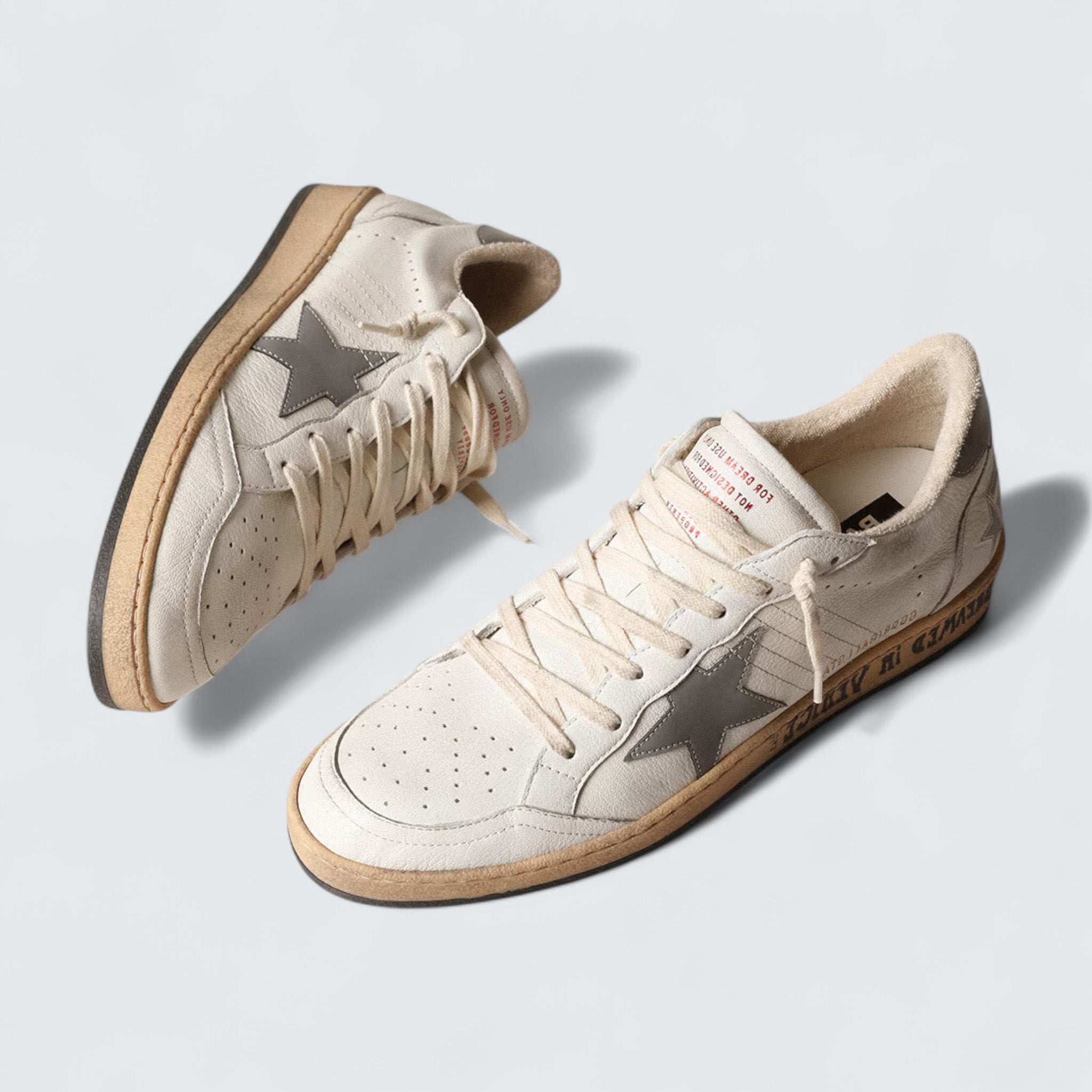 Ball Star 'White Nappa Leather with Gray Reflective Nylon Star and Heel Tab'
