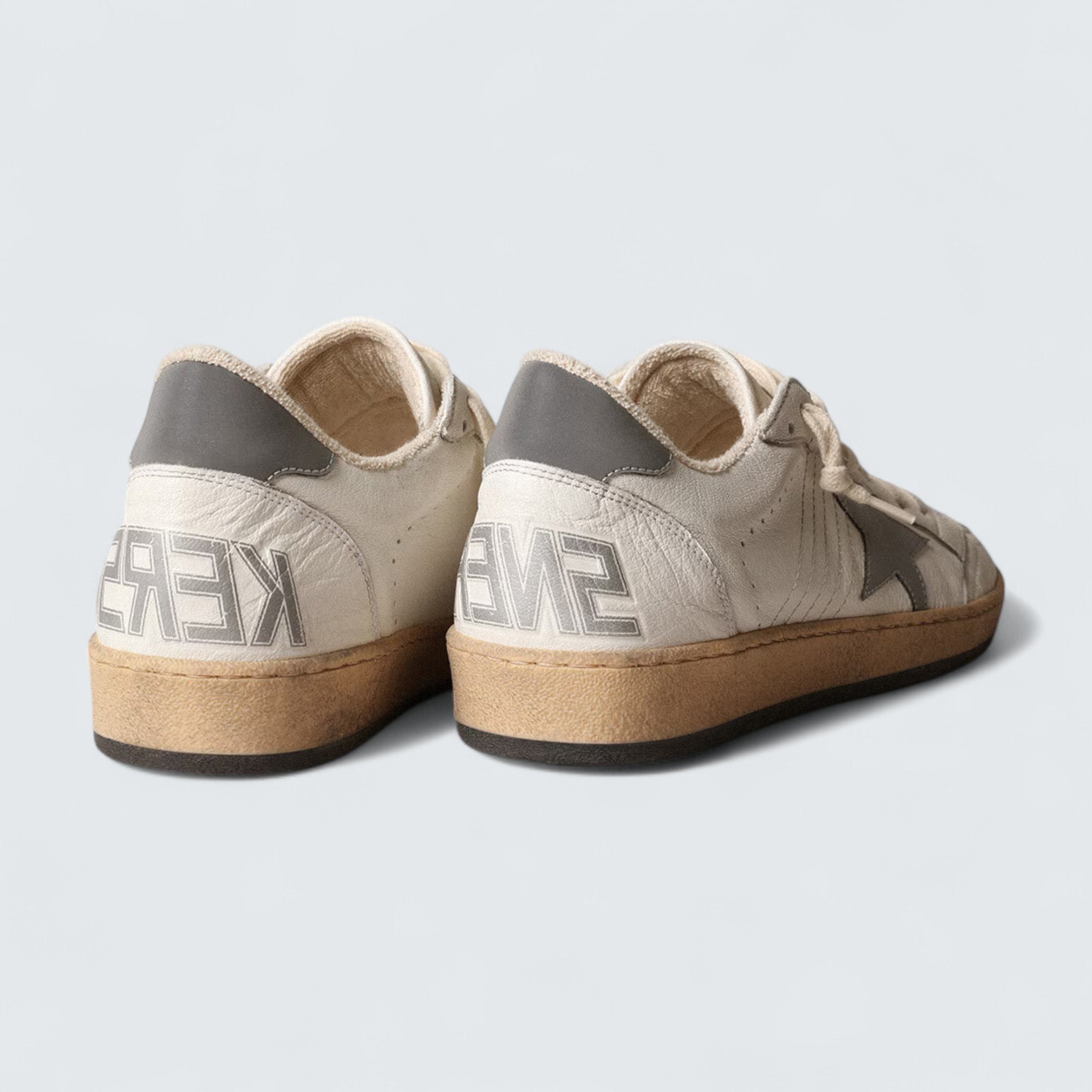 Ball Star 'White Nappa Leather with Gray Reflective Nylon Star and Heel Tab'