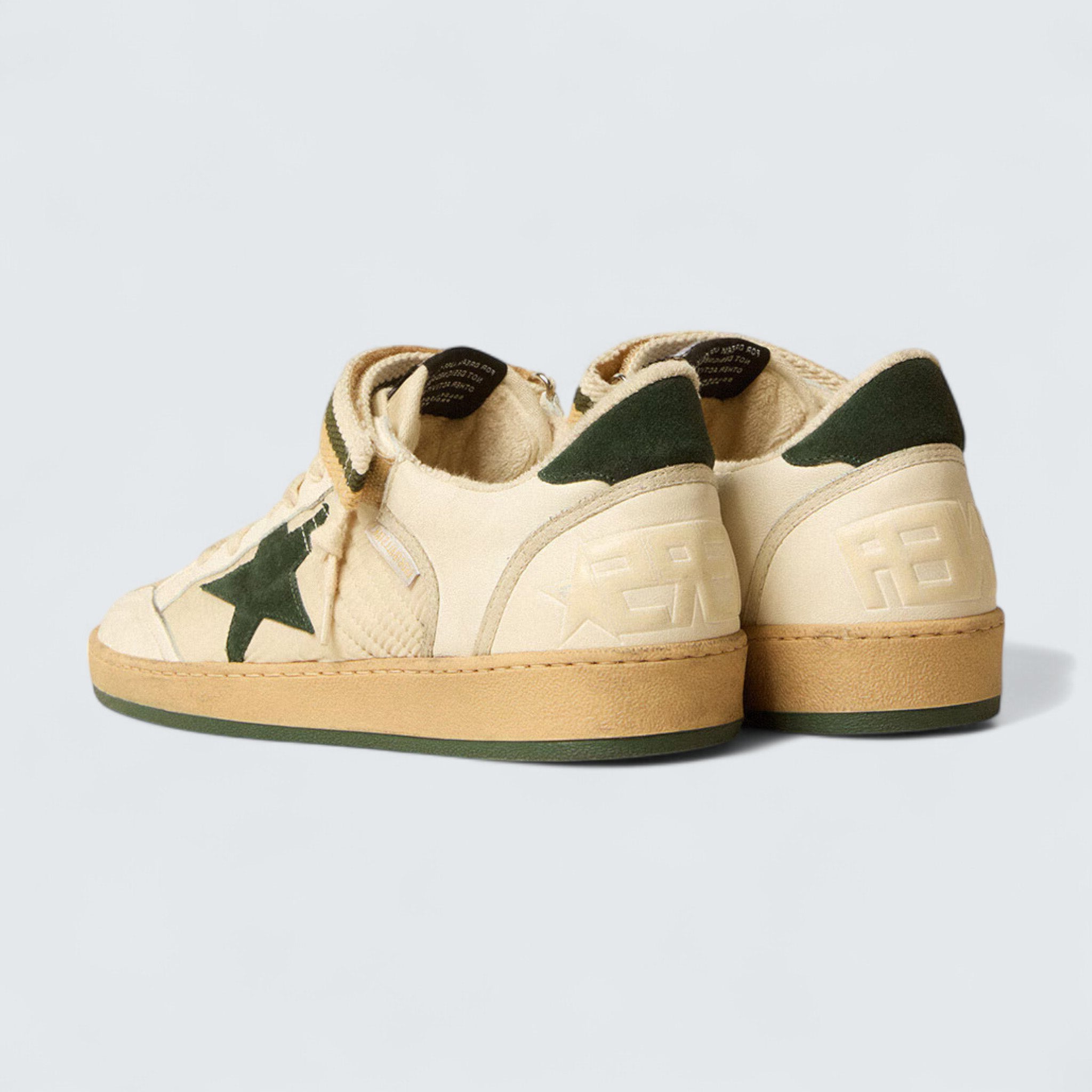 Ball Star 'White Nylon and Nappa Leather with Green Suede Star and Heel Tab'
