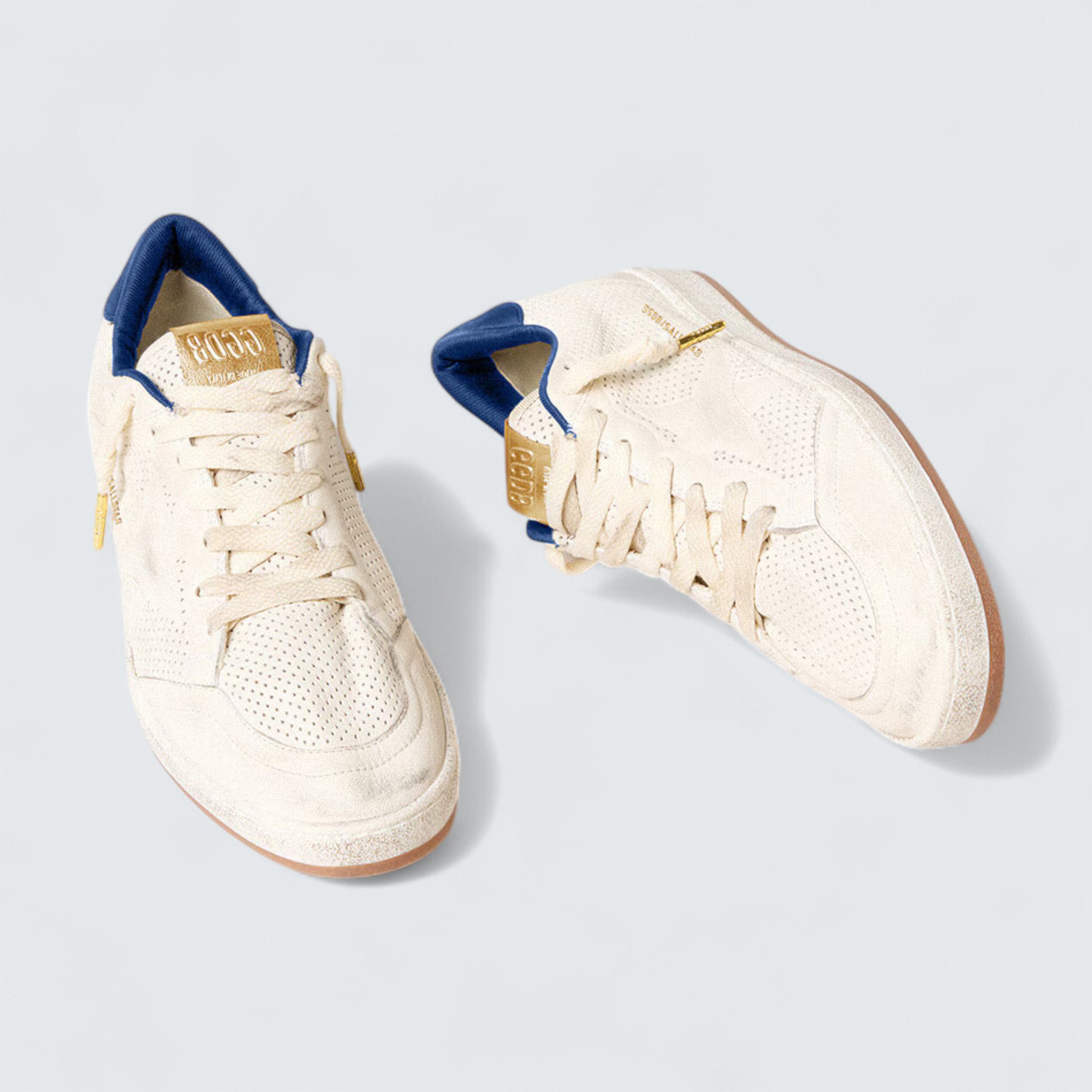 Ball Star 'Perforated White Nappa Leather with White Star and Bright Blue Nylon Heel Tab'
