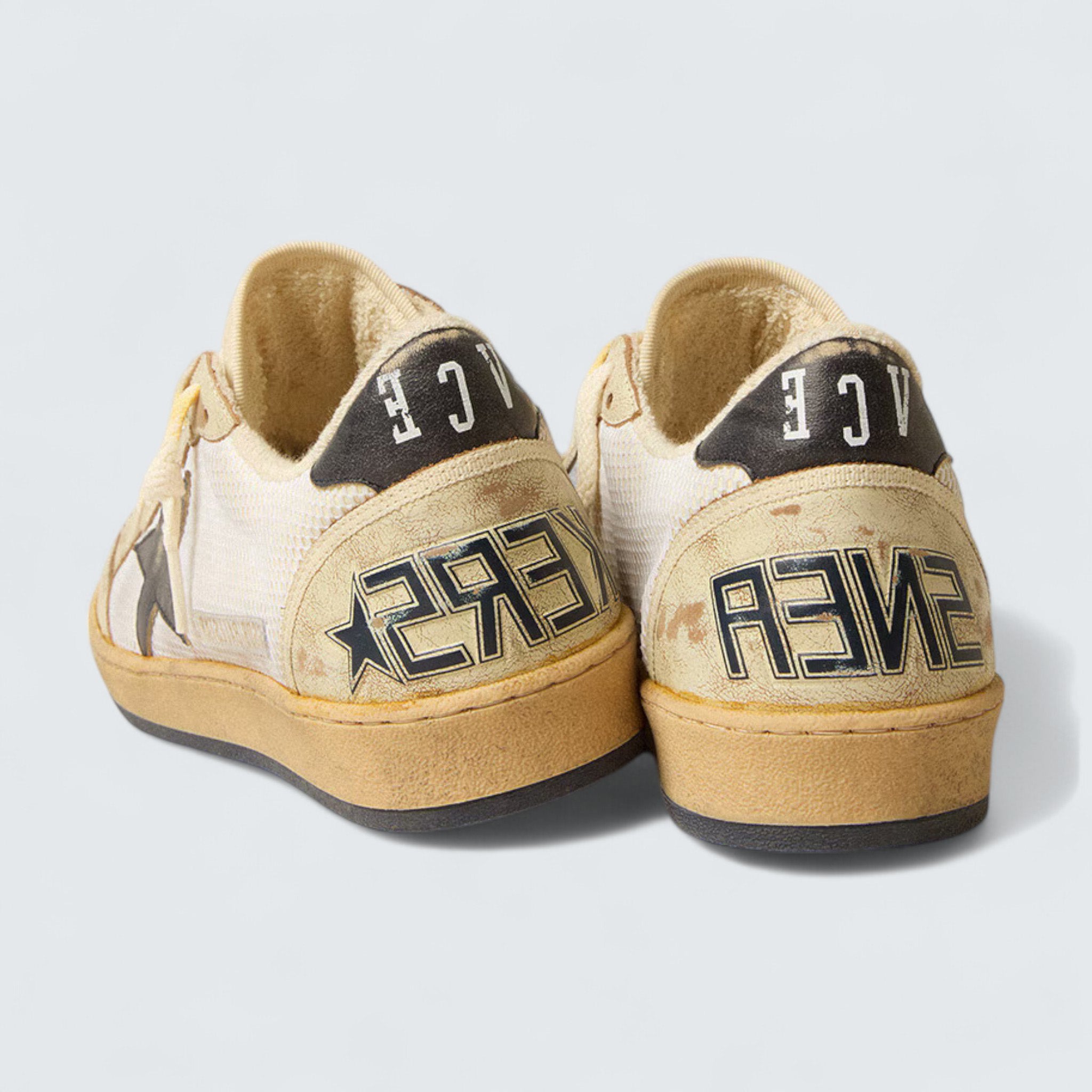 Ball Star 'White Mesh with Midnight-Blue Vintage Leather Star and Heel Tab'