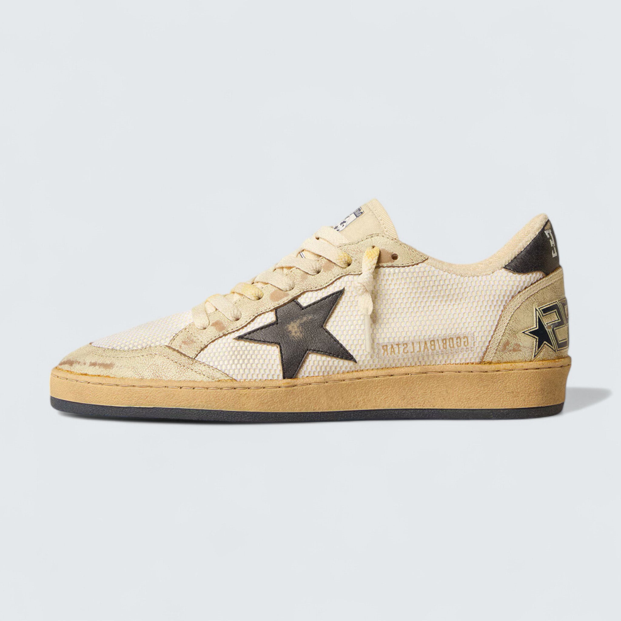 Ball Star 'White Mesh with Midnight-Blue Vintage Leather Star and Heel Tab'
