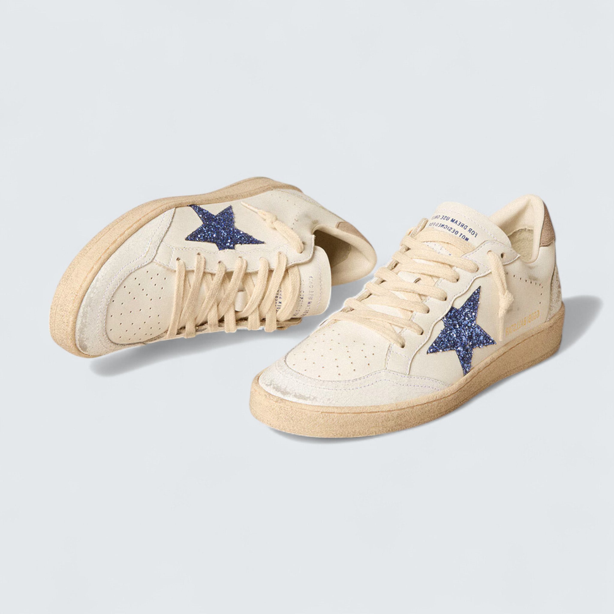 Ball Star 'Blue Glitter Star and Dove-Gray Suede Heel Tab'