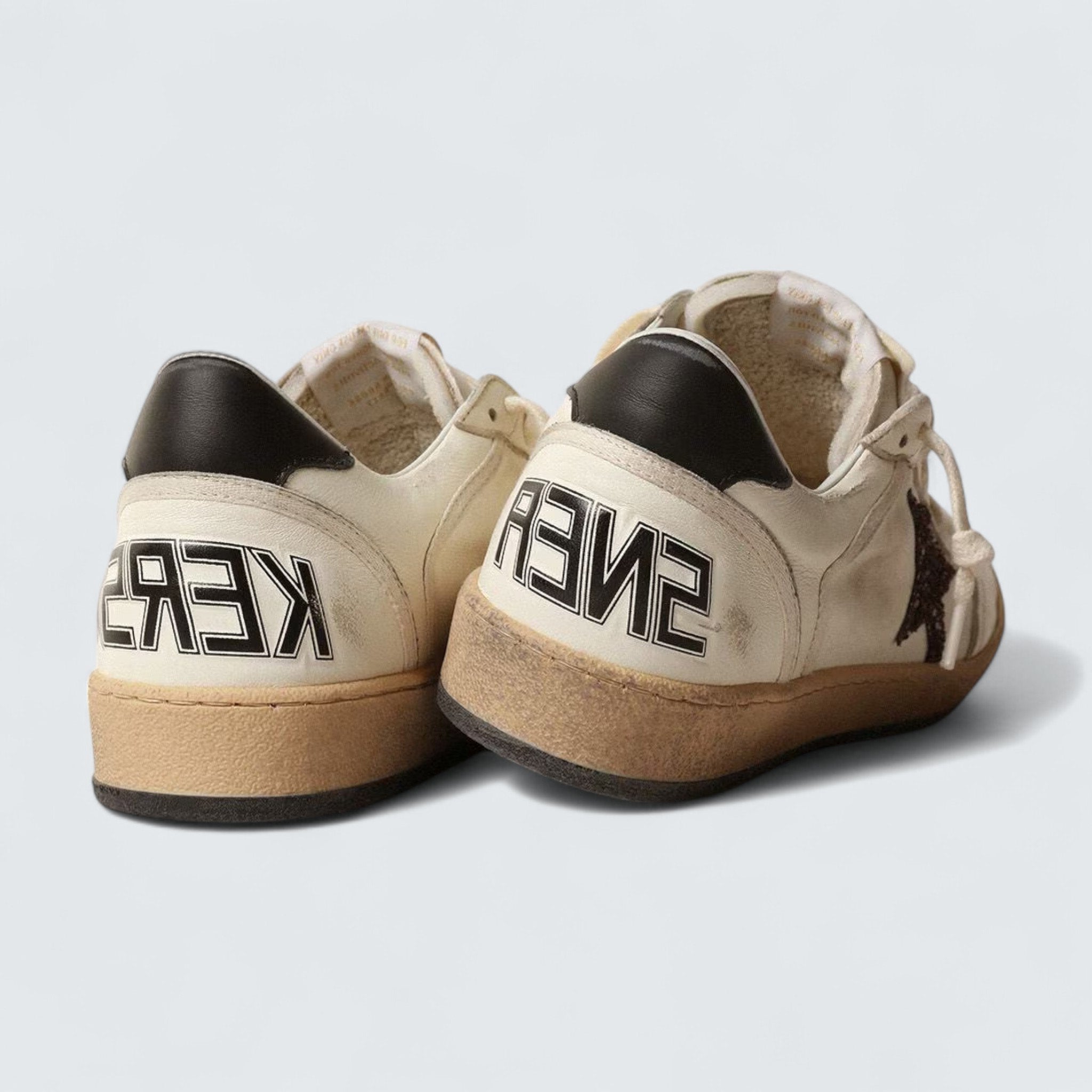 Ball Star 'Chicory-Coffee Glitter Star and Black Leather Heel Tab'