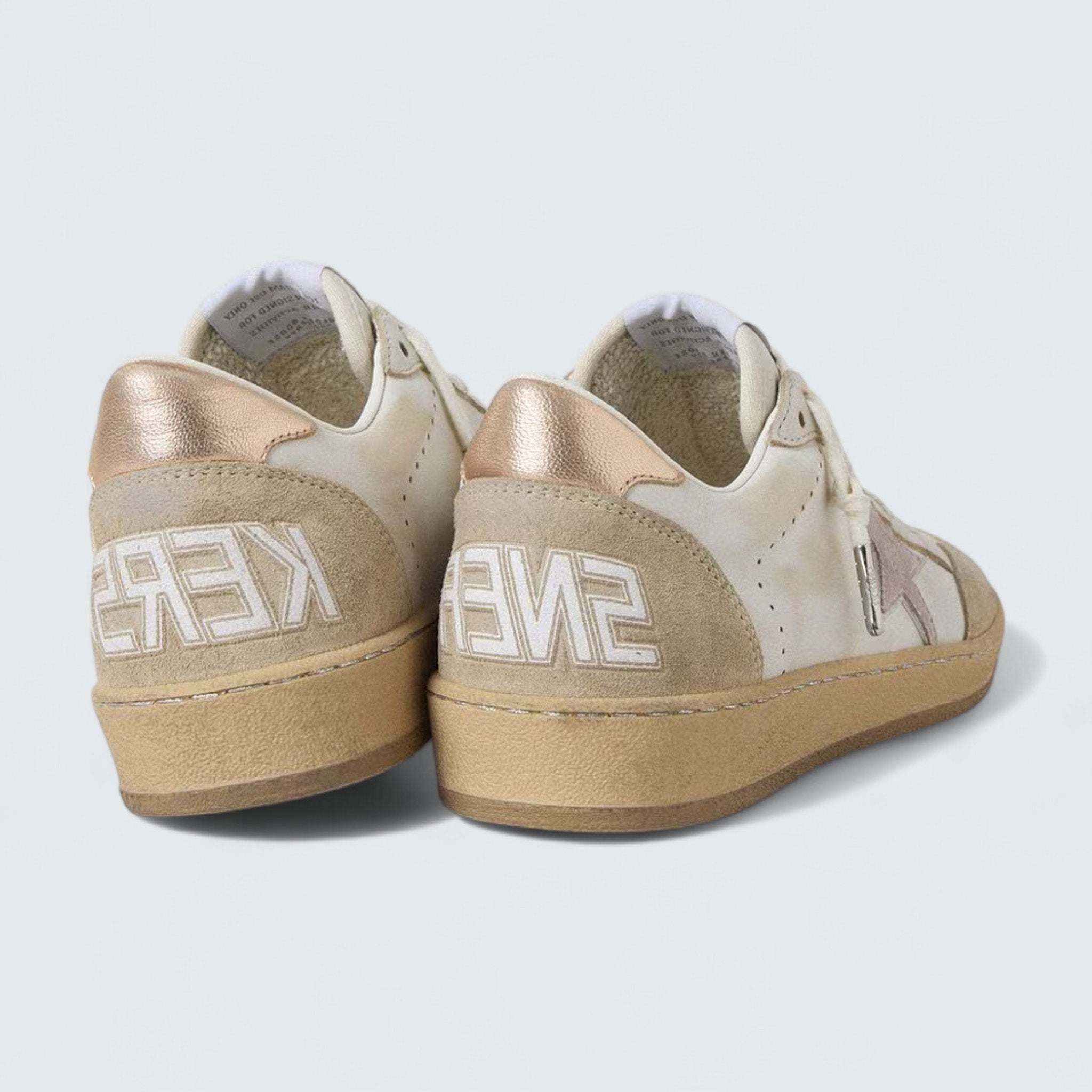 Ball Star 'Pink Suede Star with Silver Glitter Edges and Rose Gold Heel Tab'