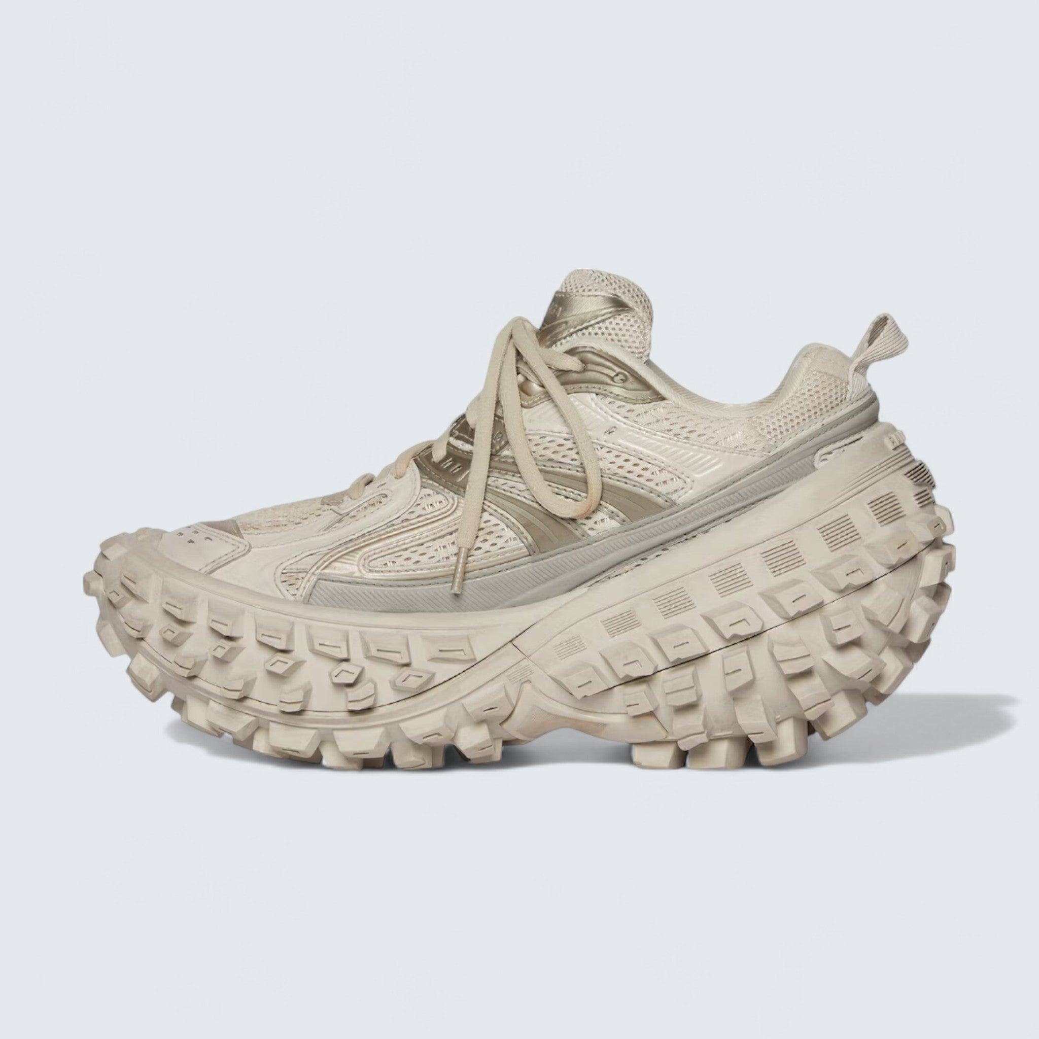 Bouncer Sneaker in Beige Mesh and Nylon