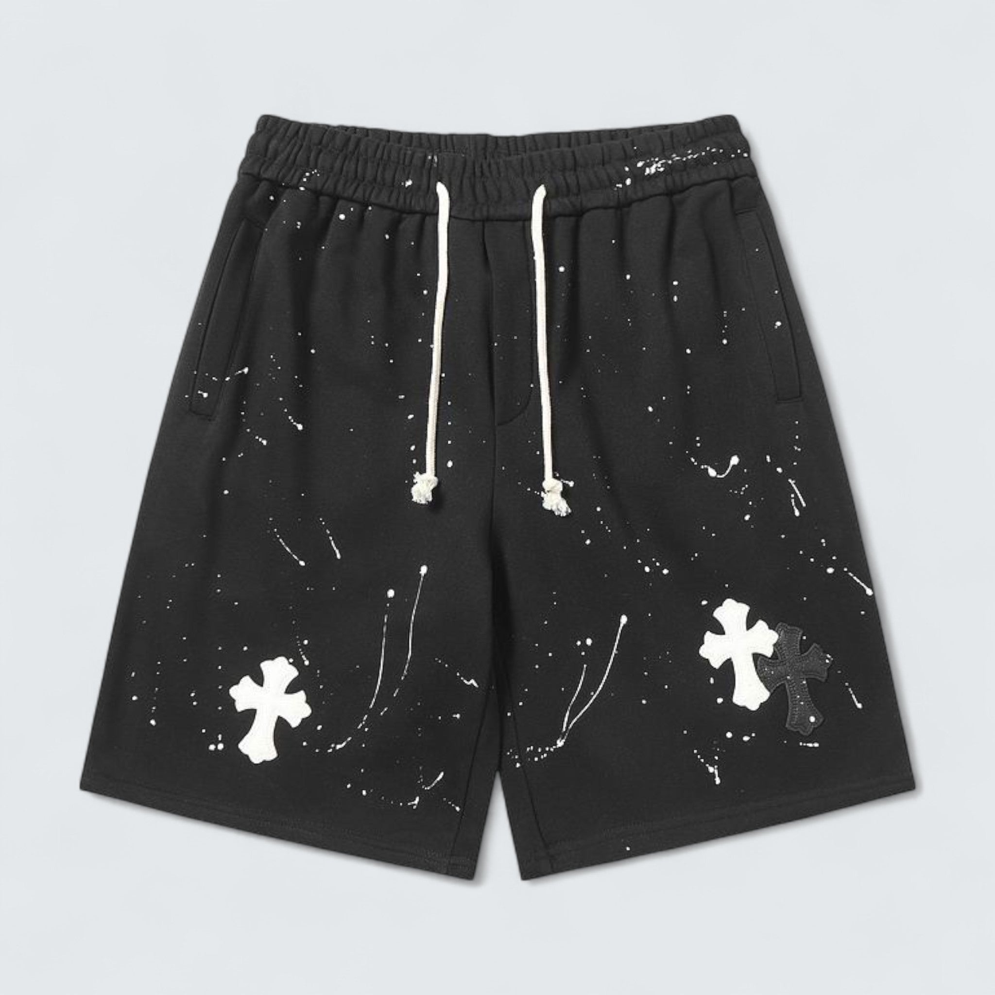 Paint-Splatter Cross Patch Shorts