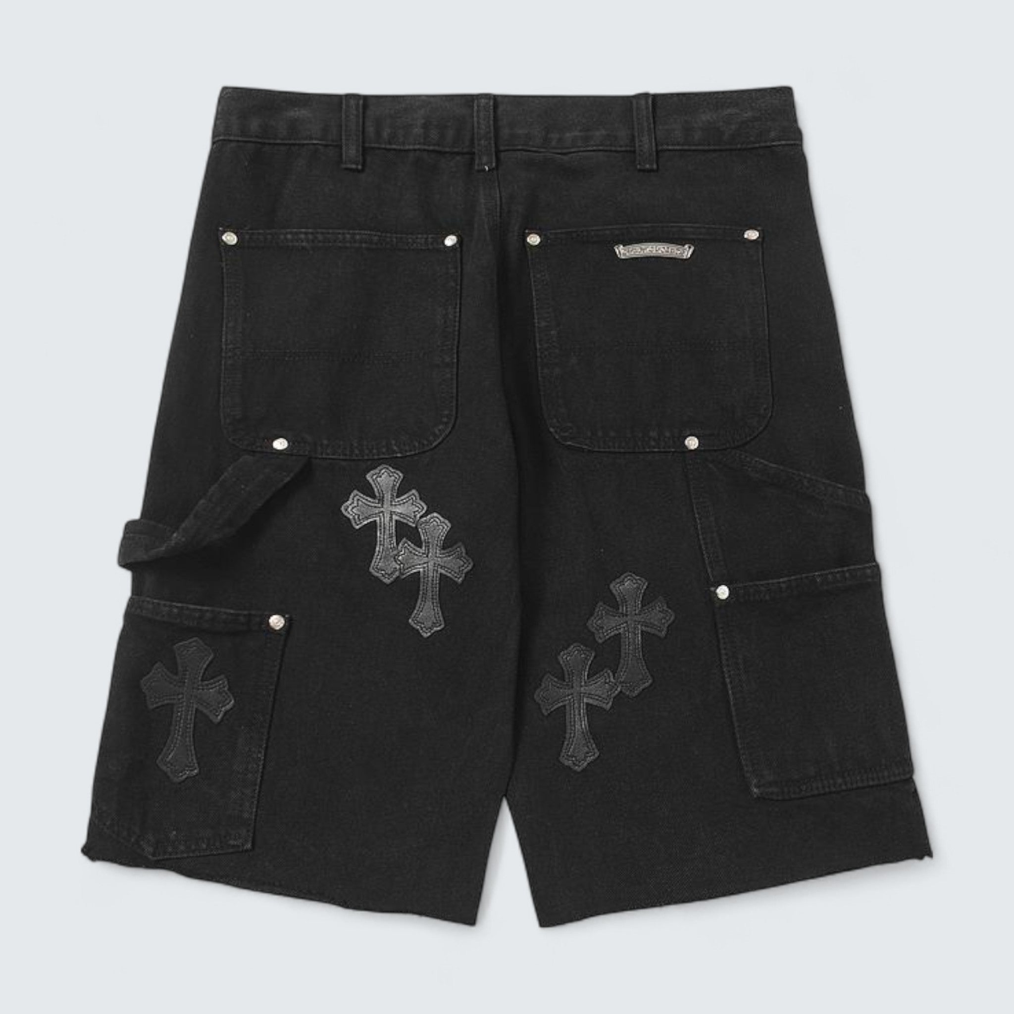 Tonal Cross Patch Denim Shorts