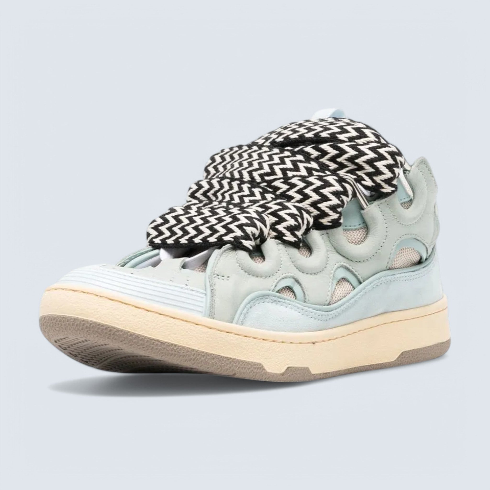 Leather Curb Sneakers 'Light Blue'