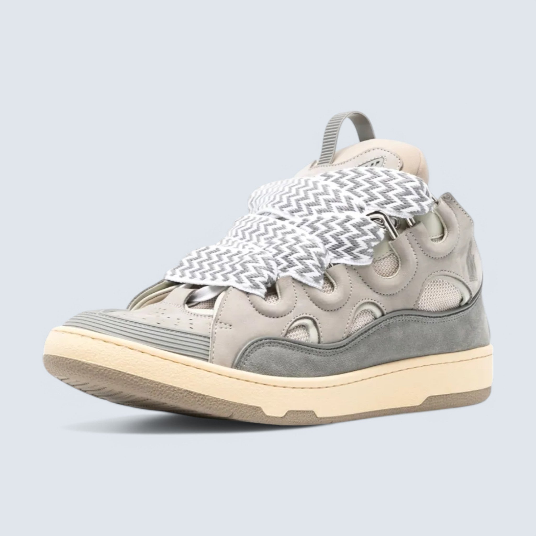Leather Curb Sneakers 'Light Grey'