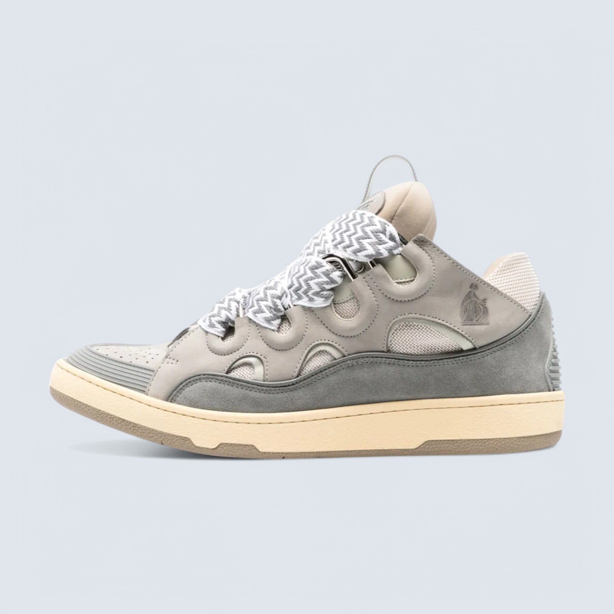Leather Curb Sneakers 'Light Grey'