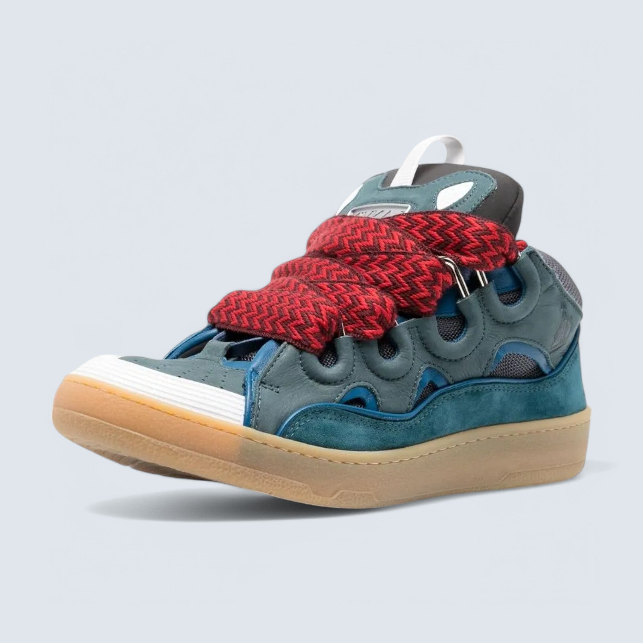Curb Low-Top Sneakers 'Blue-Grey/Red Laces'
