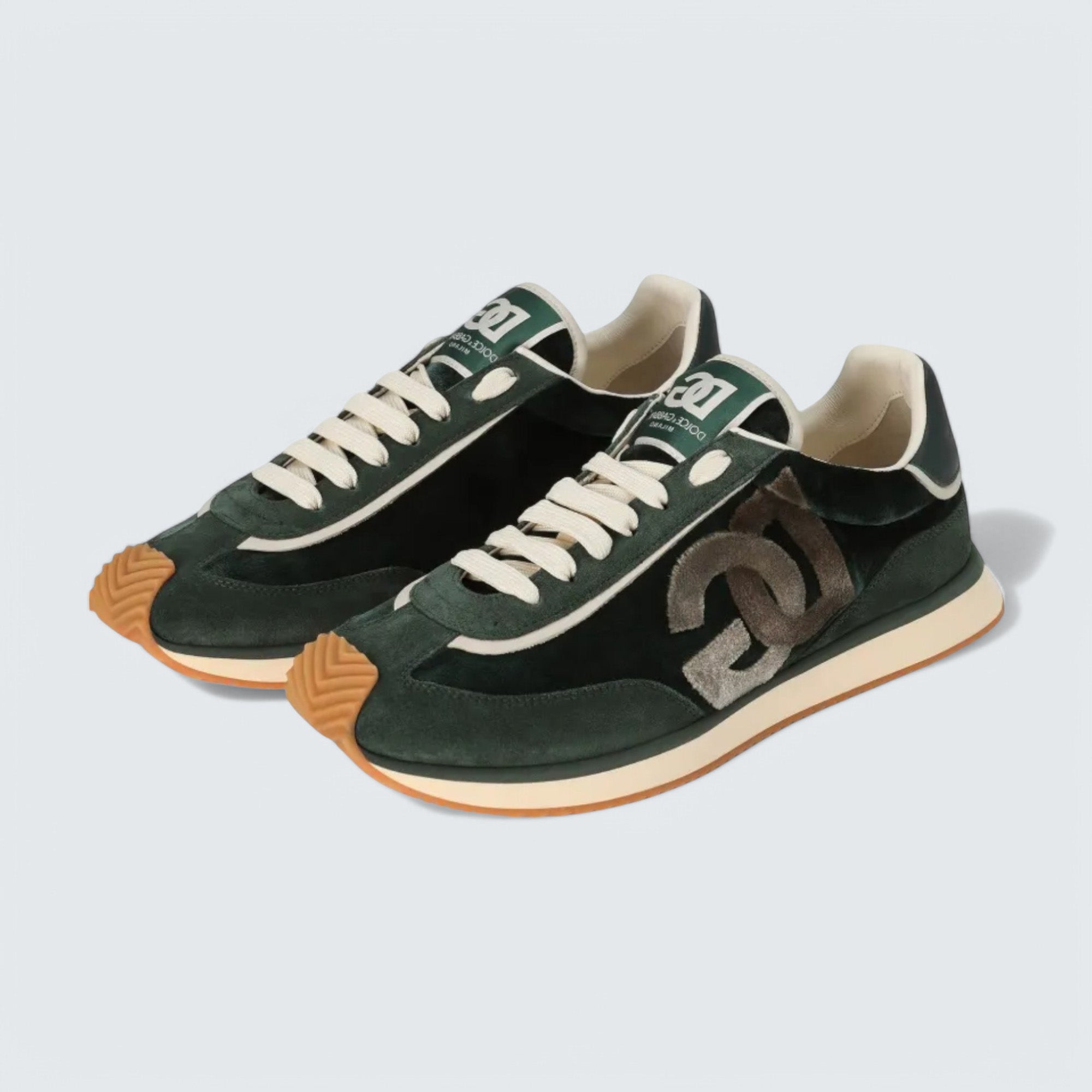 D&G Cushion Mixed-Material Sneakers 'Green/Beige'