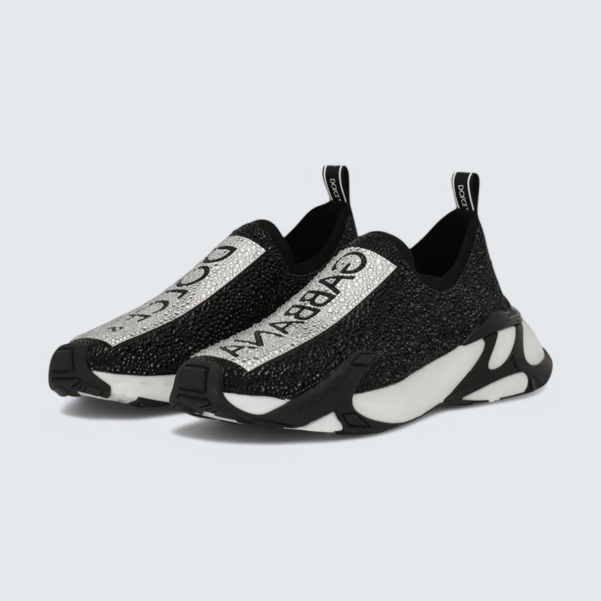 D&G Fast Rhinestone-Embellished Sneakers 'Black/White'
