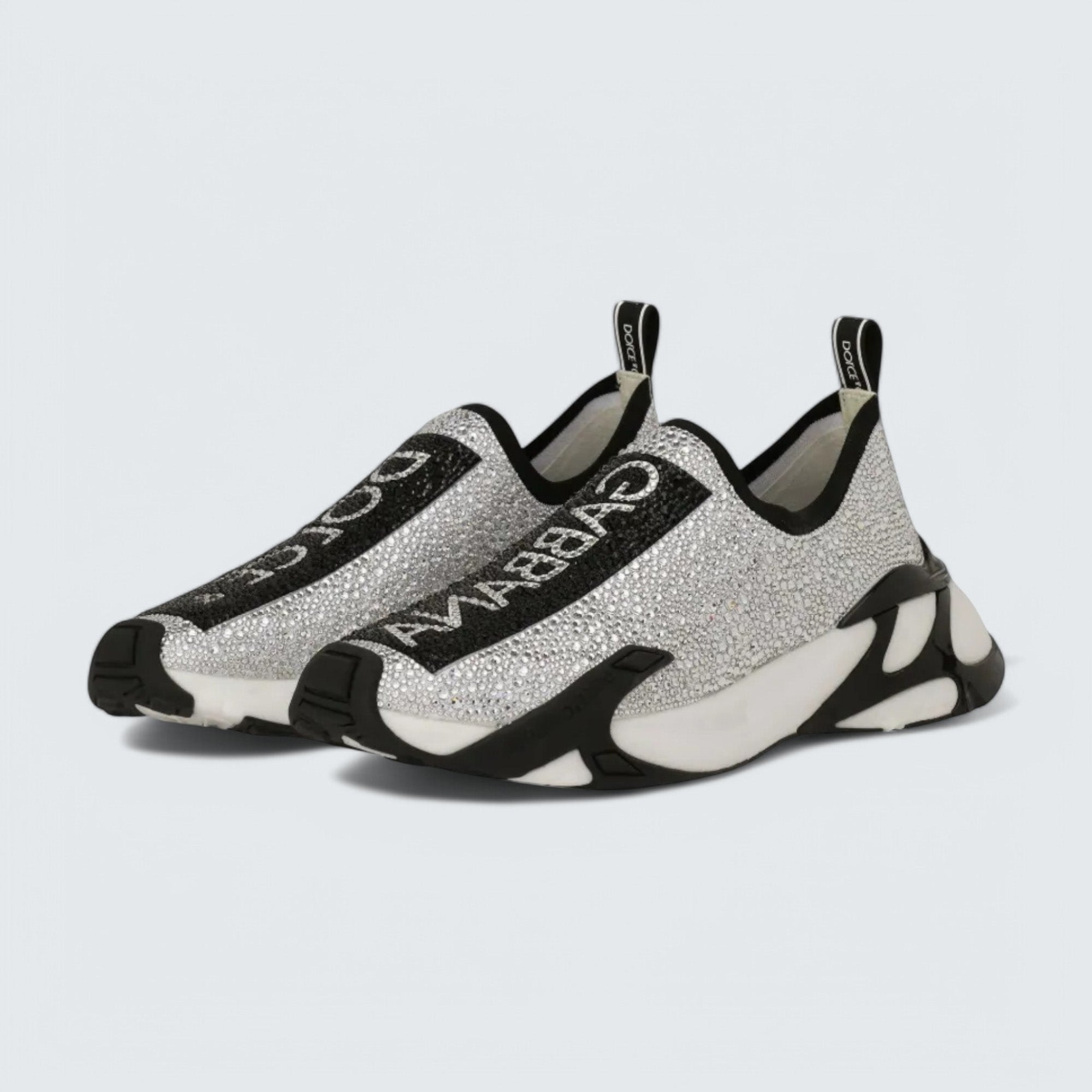 D&G Fast Rhinestone-Embellished Sneakers 'Off-White/Black'