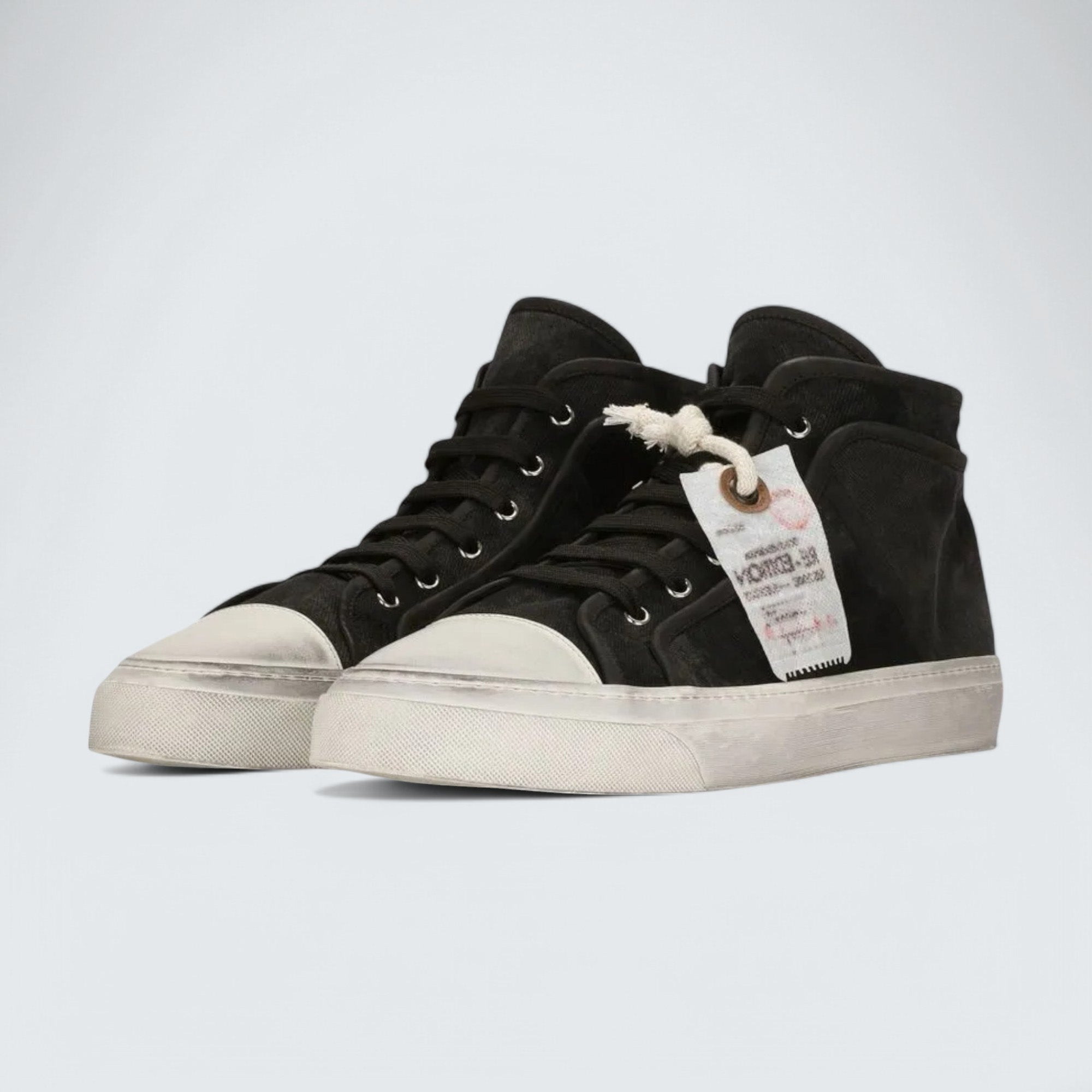 D&G Lace-Up Mid-Top Sneakers 'Black/White'