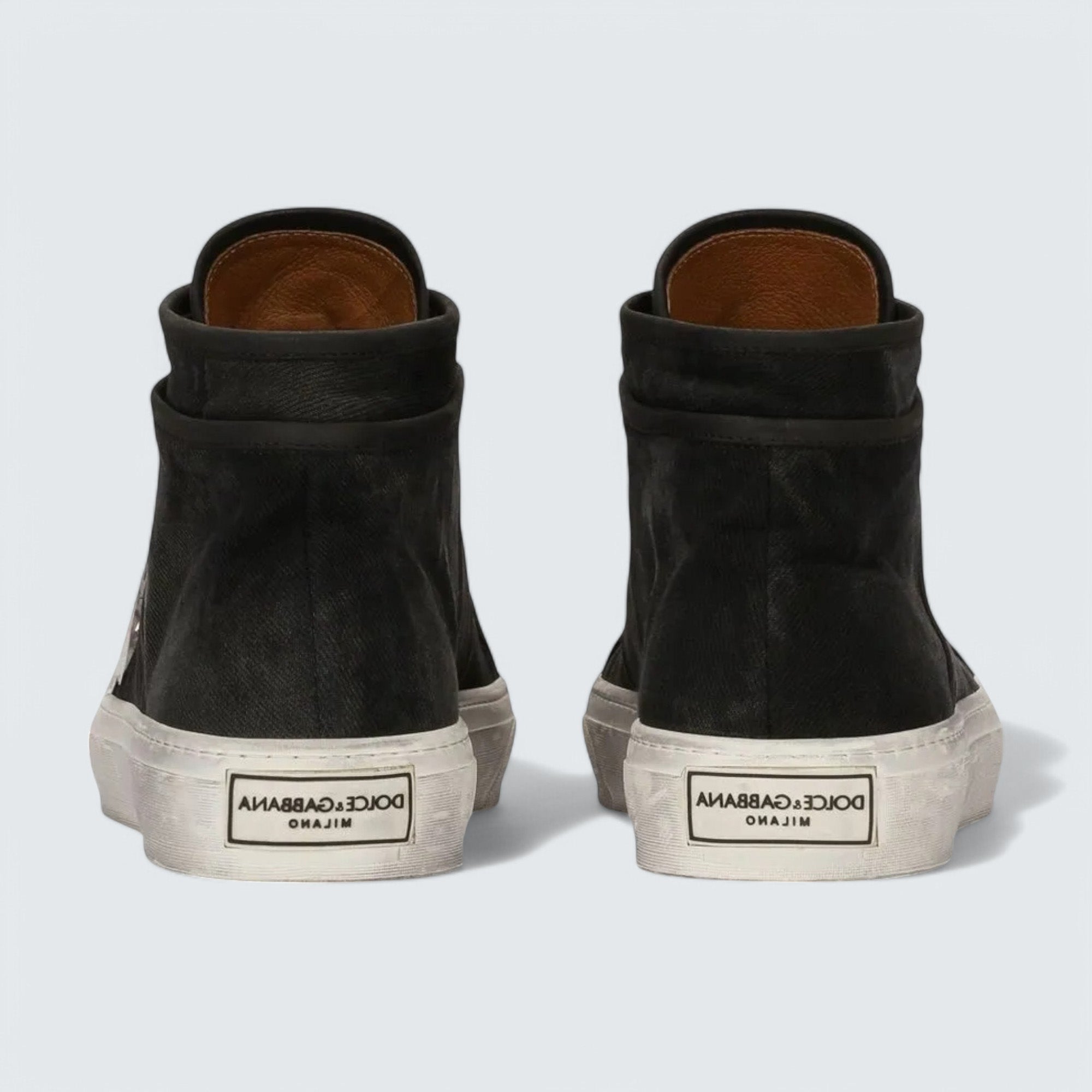 D&G Lace-Up Mid-Top Sneakers 'Black/White'