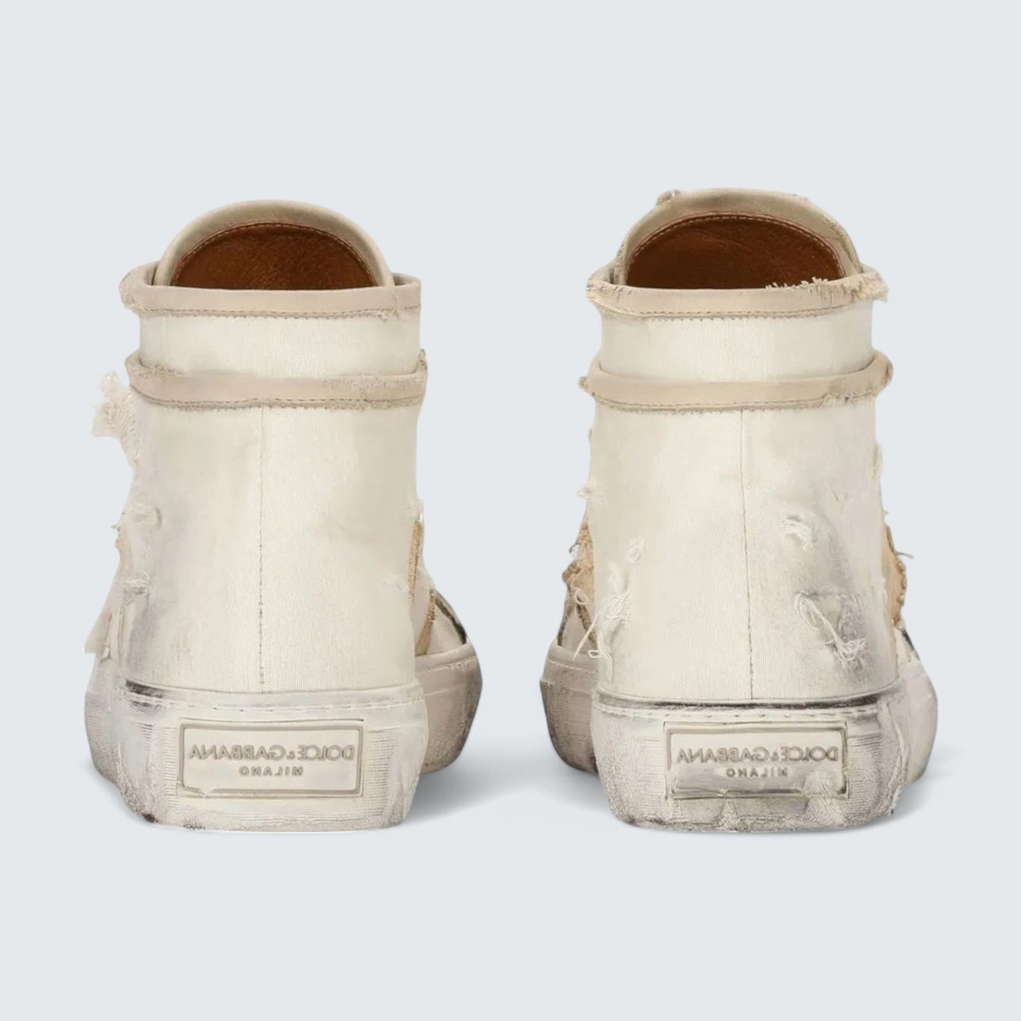 D&G Lace-Up Mid-Top Sneakers 'Light Beige'