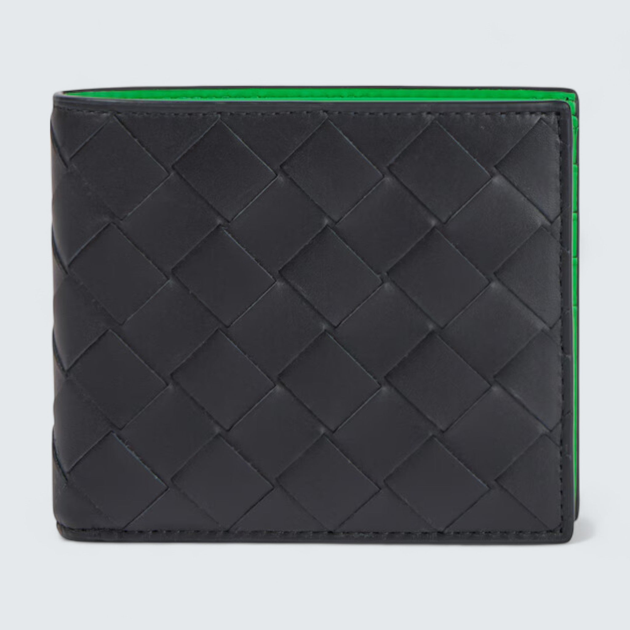 Intrecciato Bifold Wallet 'Black/Parakeet Green'