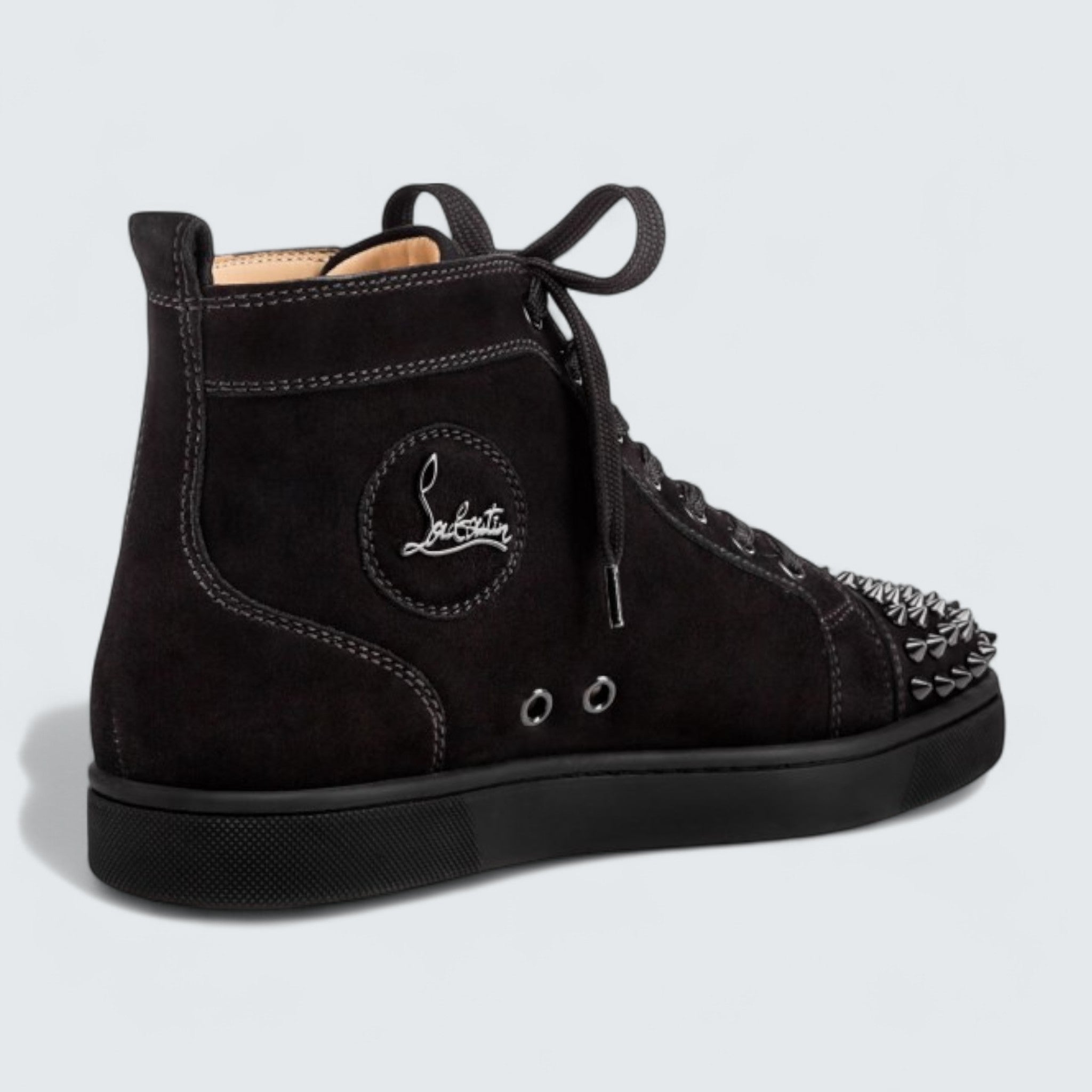 Lou Spikes Suede Black High-top Sneaker