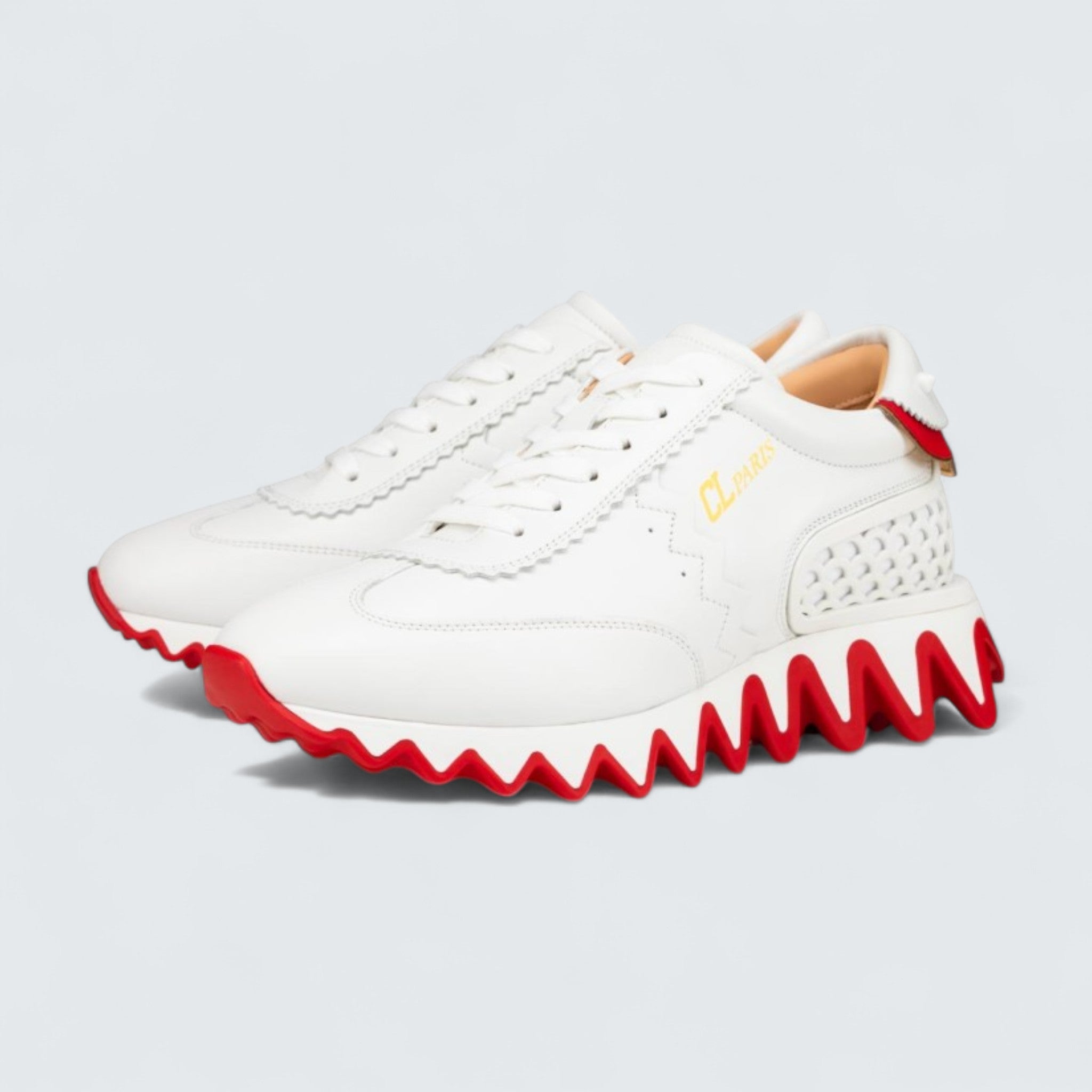 Loubishark Calf Leather and Neoprene Bianco