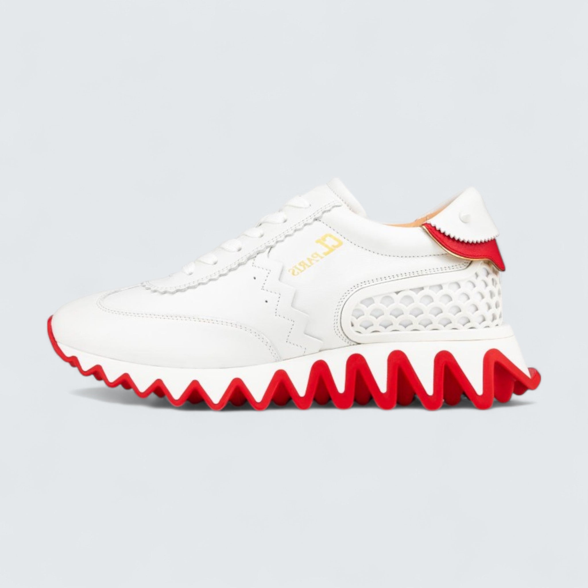 Loubishark Calf Leather and Neoprene Bianco