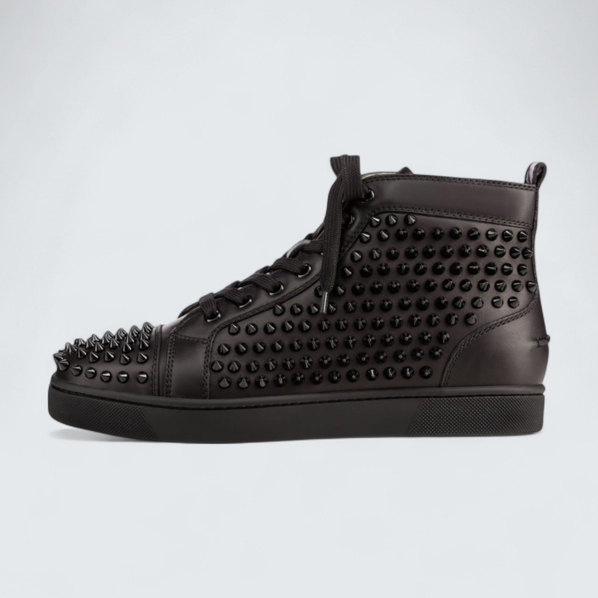 Louis Calf Leather and Spikes Black High-Top Sneaker