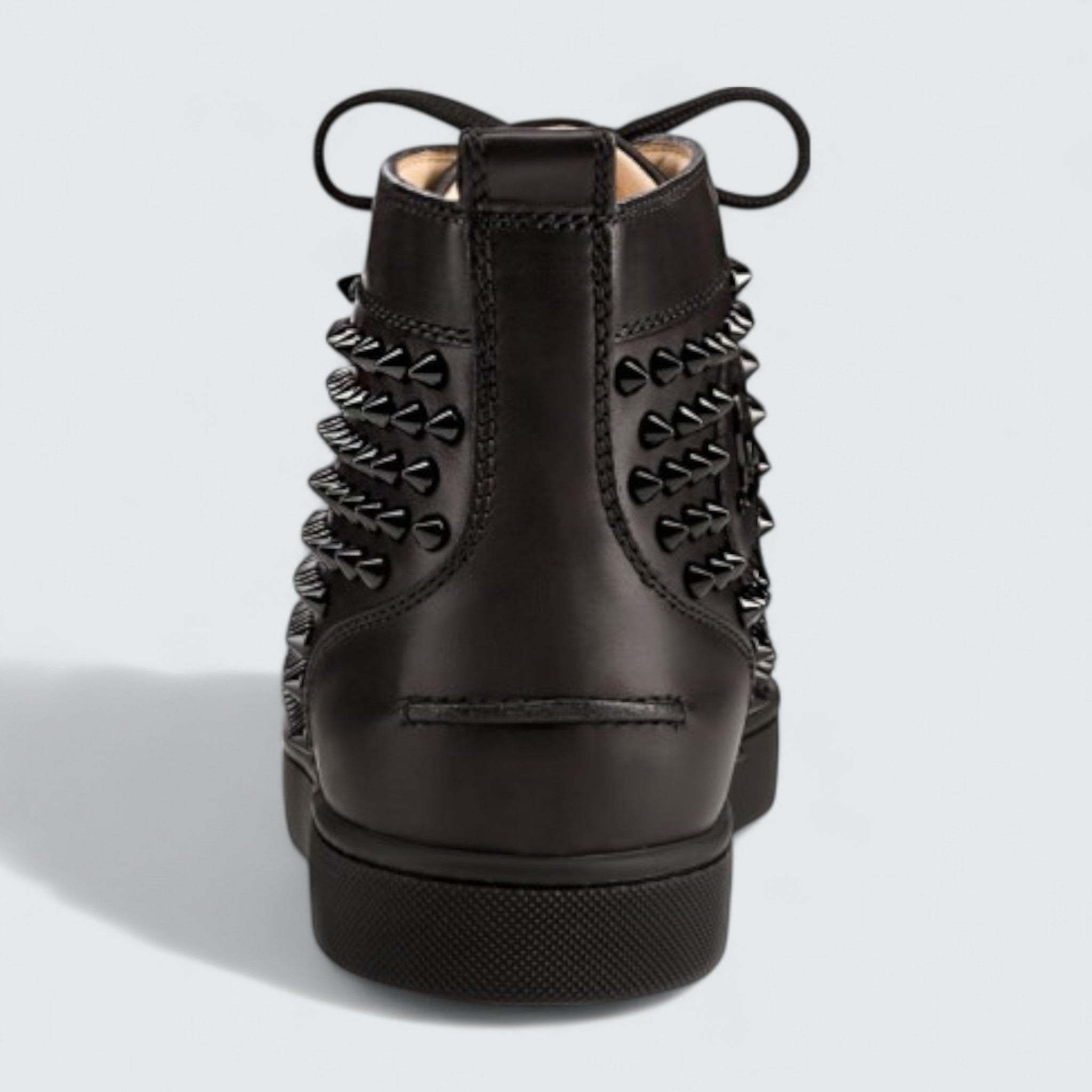 Louis Calf Leather and Spikes Black High-Top Sneaker