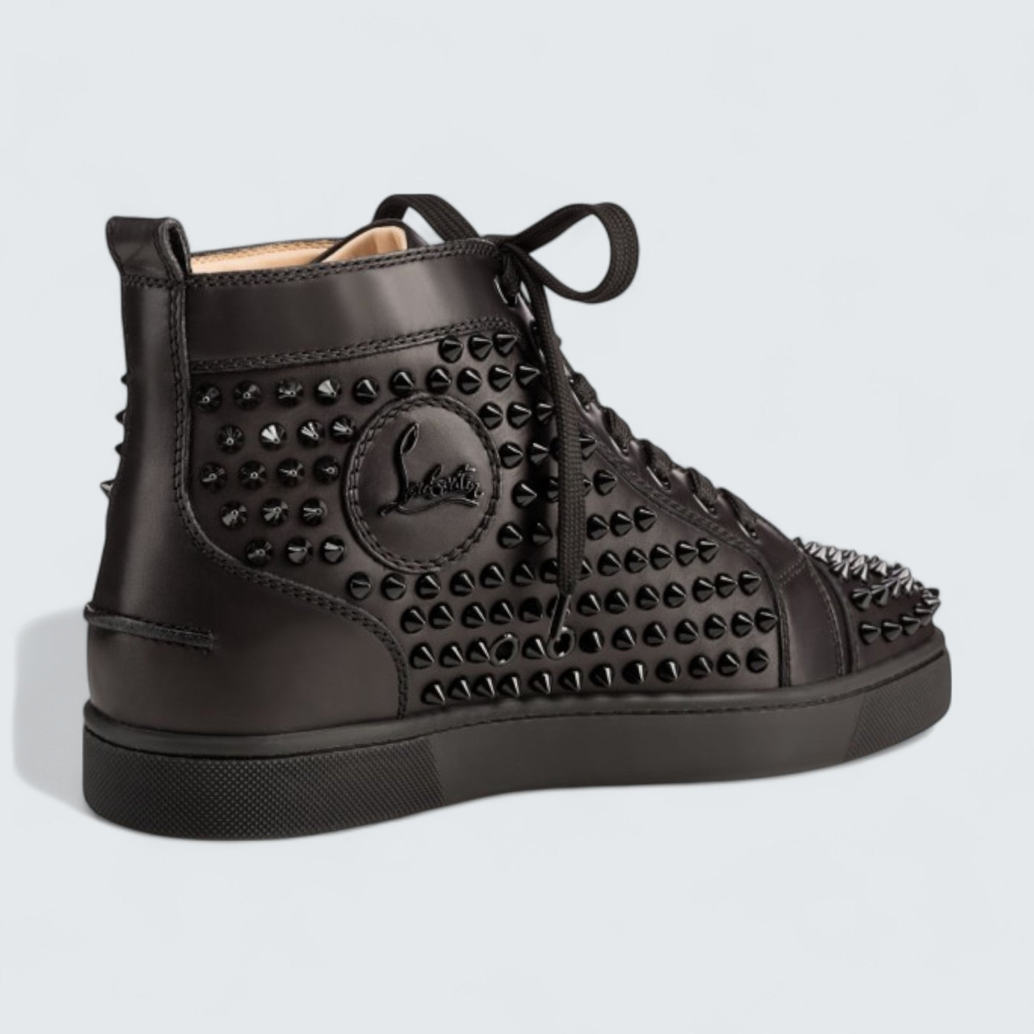 Louis Calf Leather and Spikes Black High-Top Sneaker