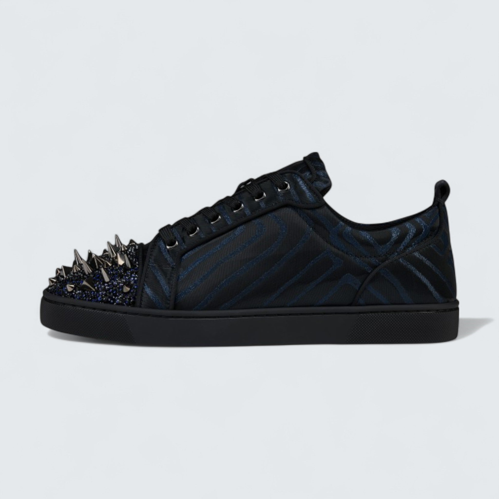 Louis Junior P Pik Pik Strass Suede Jacquard and Spikes Black