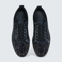 Louis Junior P Pik Pik Strass Suede Jacquard and Spikes Black