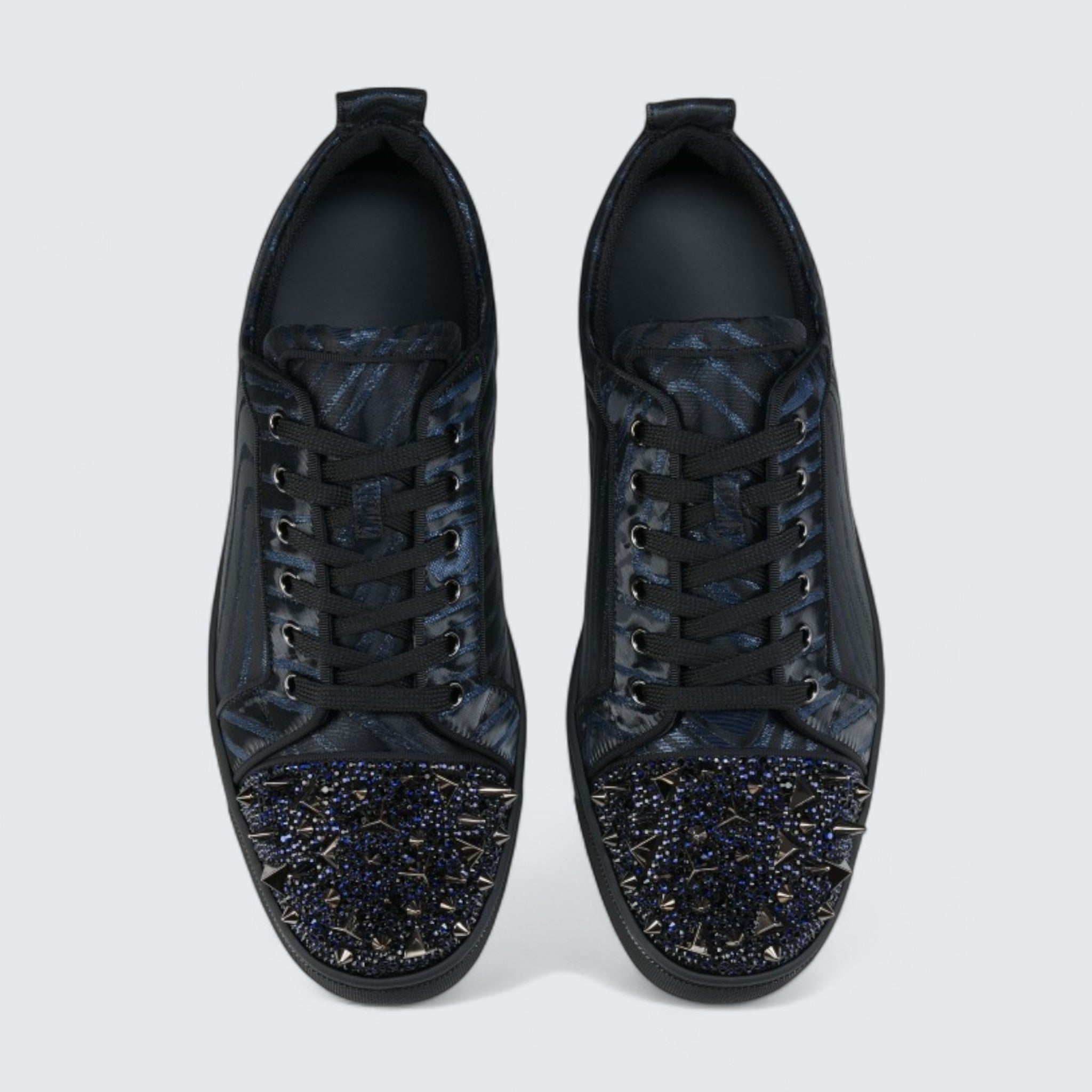 Louis Junior P Pik Pik Strass Suede Jacquard and Spikes Black
