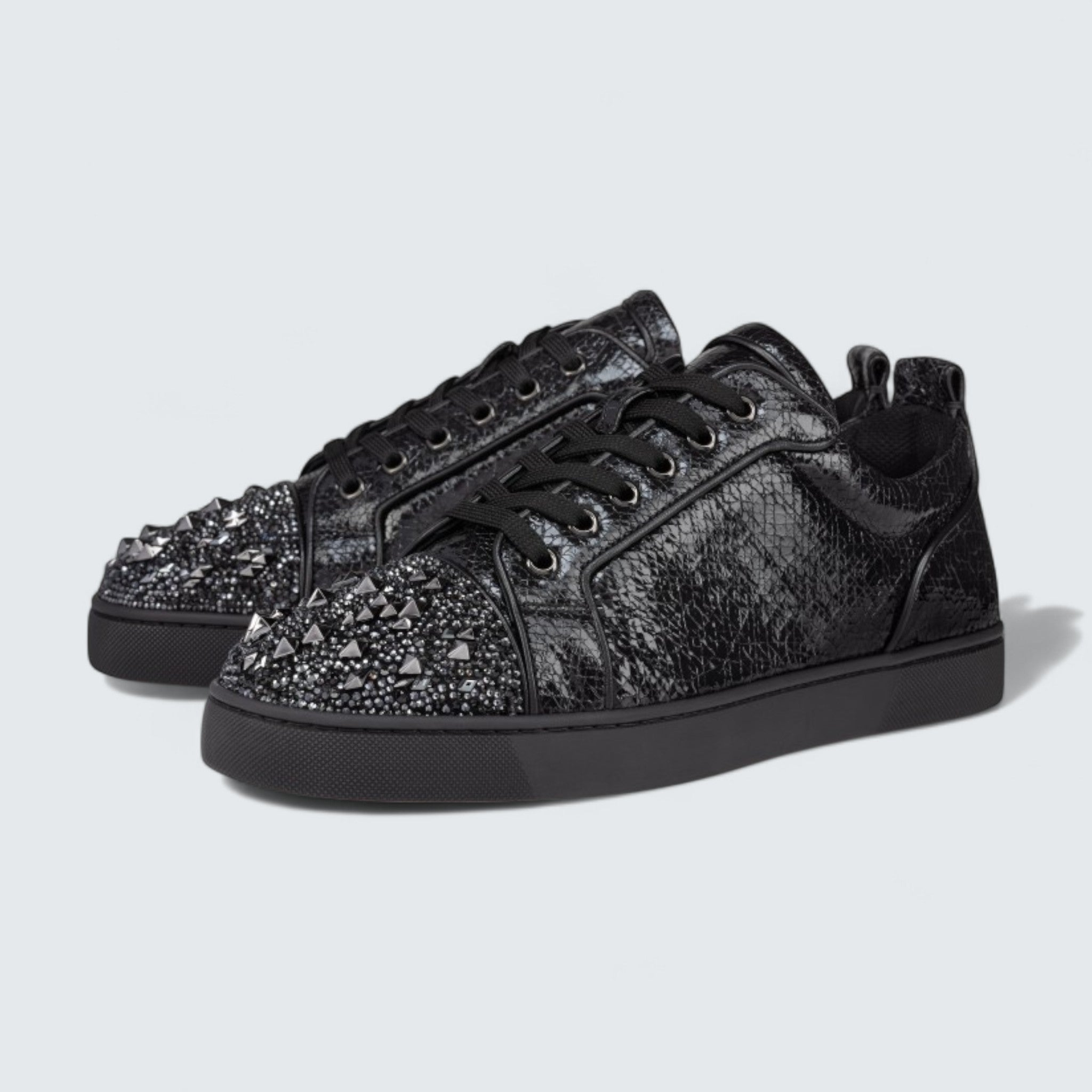 Louis Junior P Strass Eternity 'Star' Laminated Calf Leather and Spikes