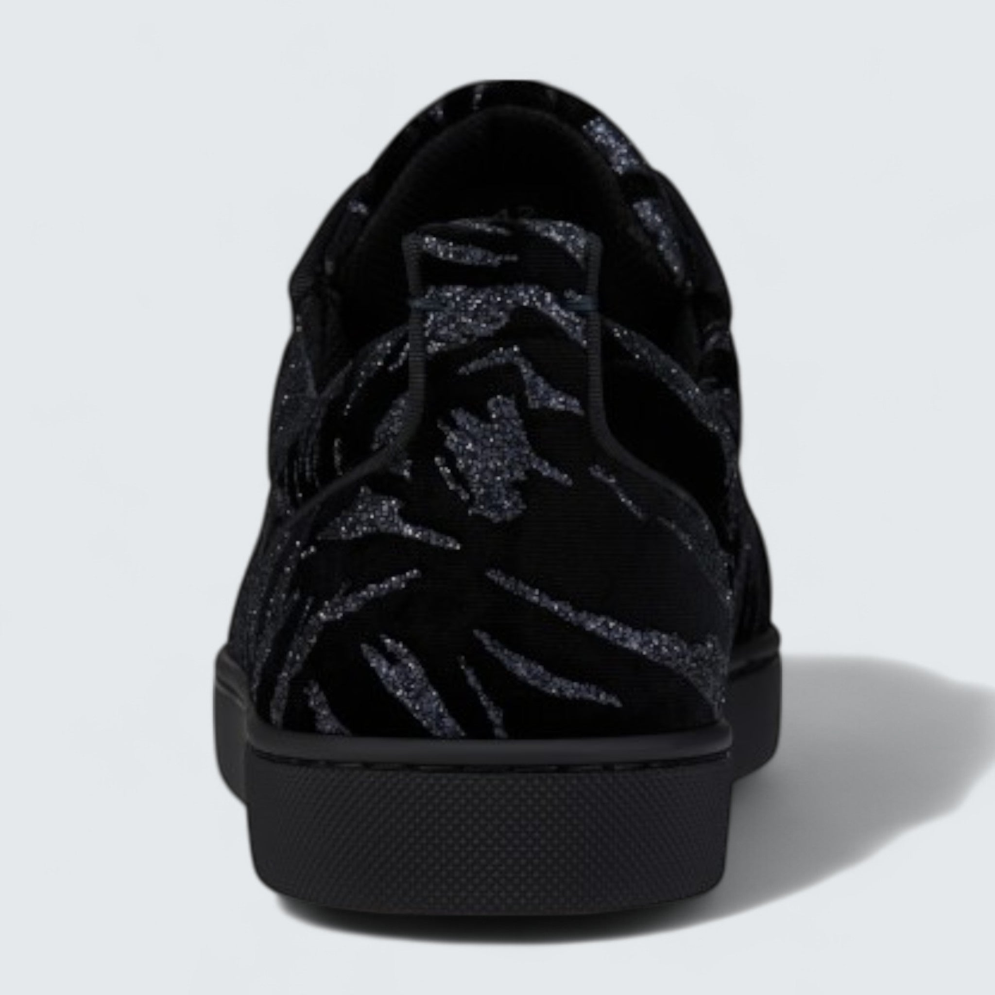 Louis Junior Spikes Zebra Printed Velvet Black Sneaker